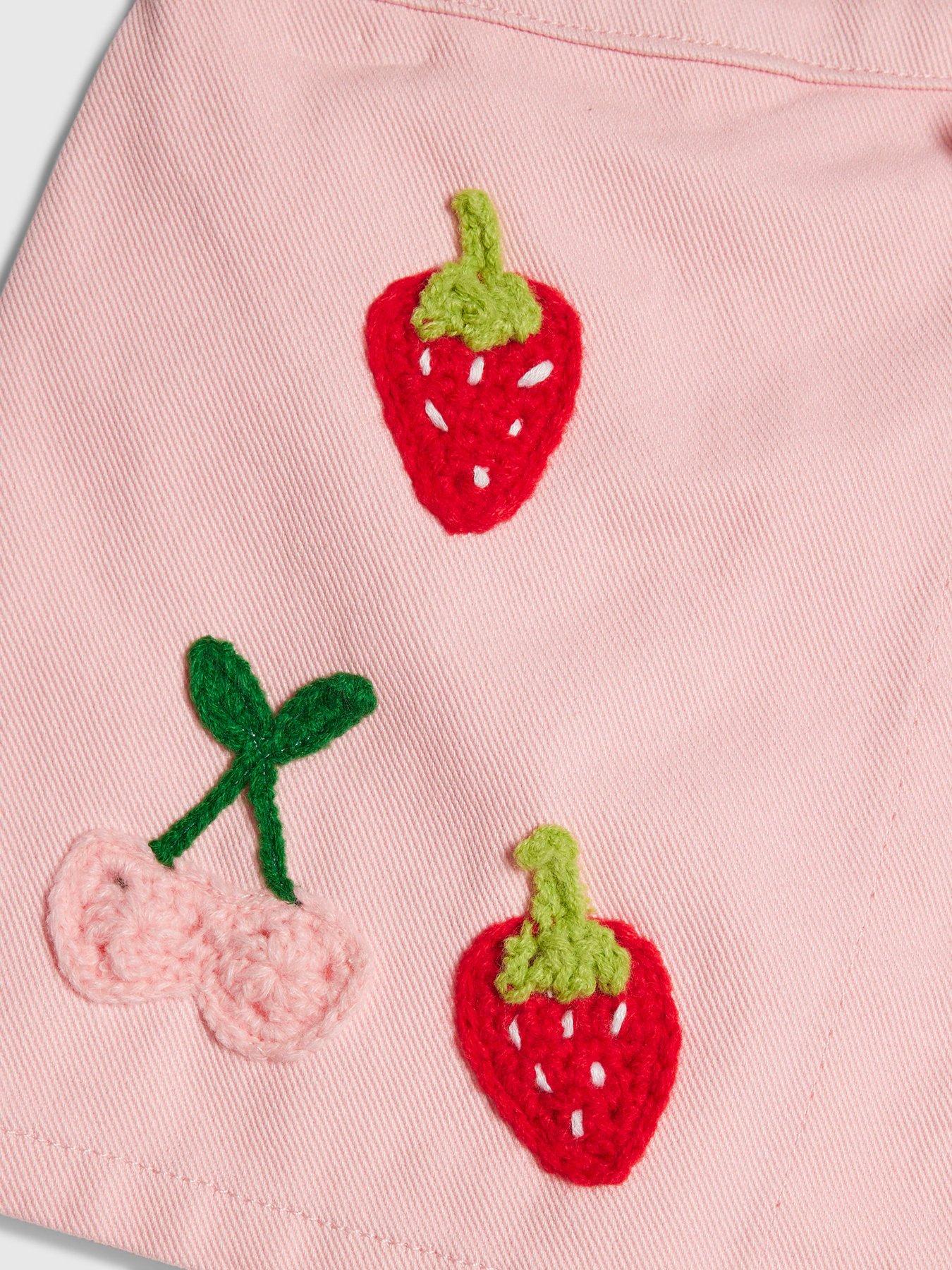 Image 4 of 4 of River Island Mini Girls Strawberry Crochet Skort - Pink