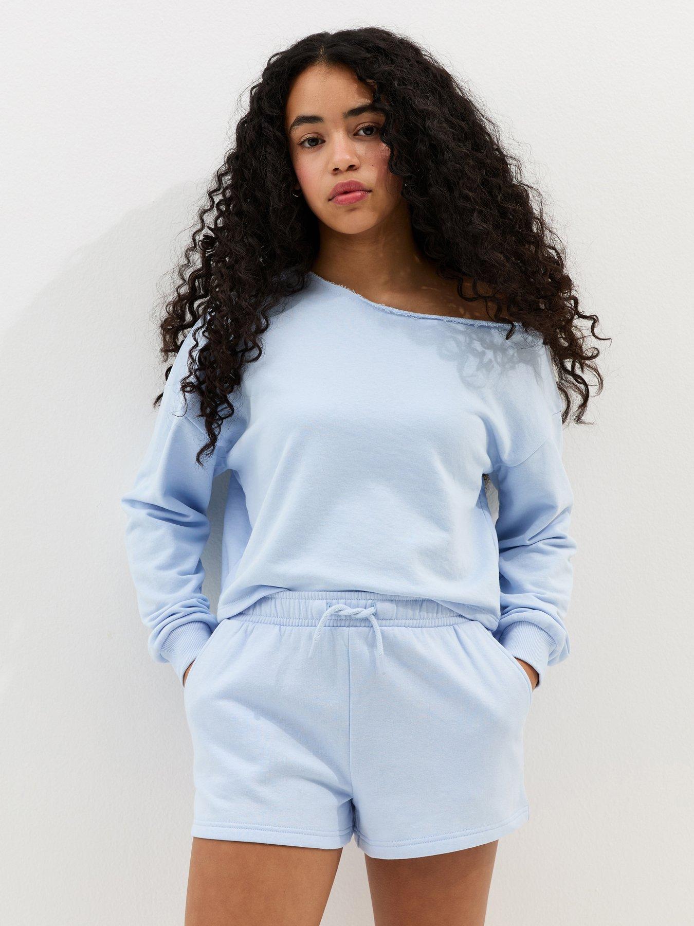 Image 1 of 5 of New Look 915 Girls Drawstring Jogger Shorts - Light Blue