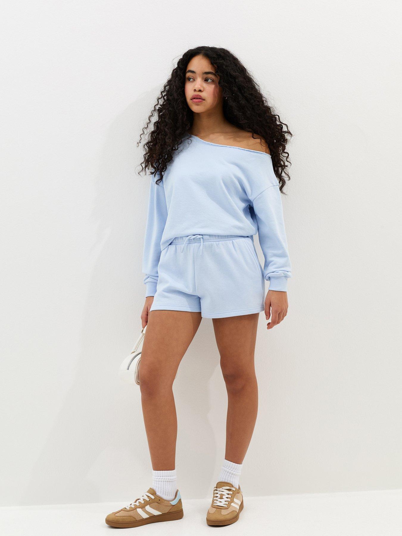 Image 3 of 5 of New Look 915 Girls Drawstring Jogger Shorts - Light Blue