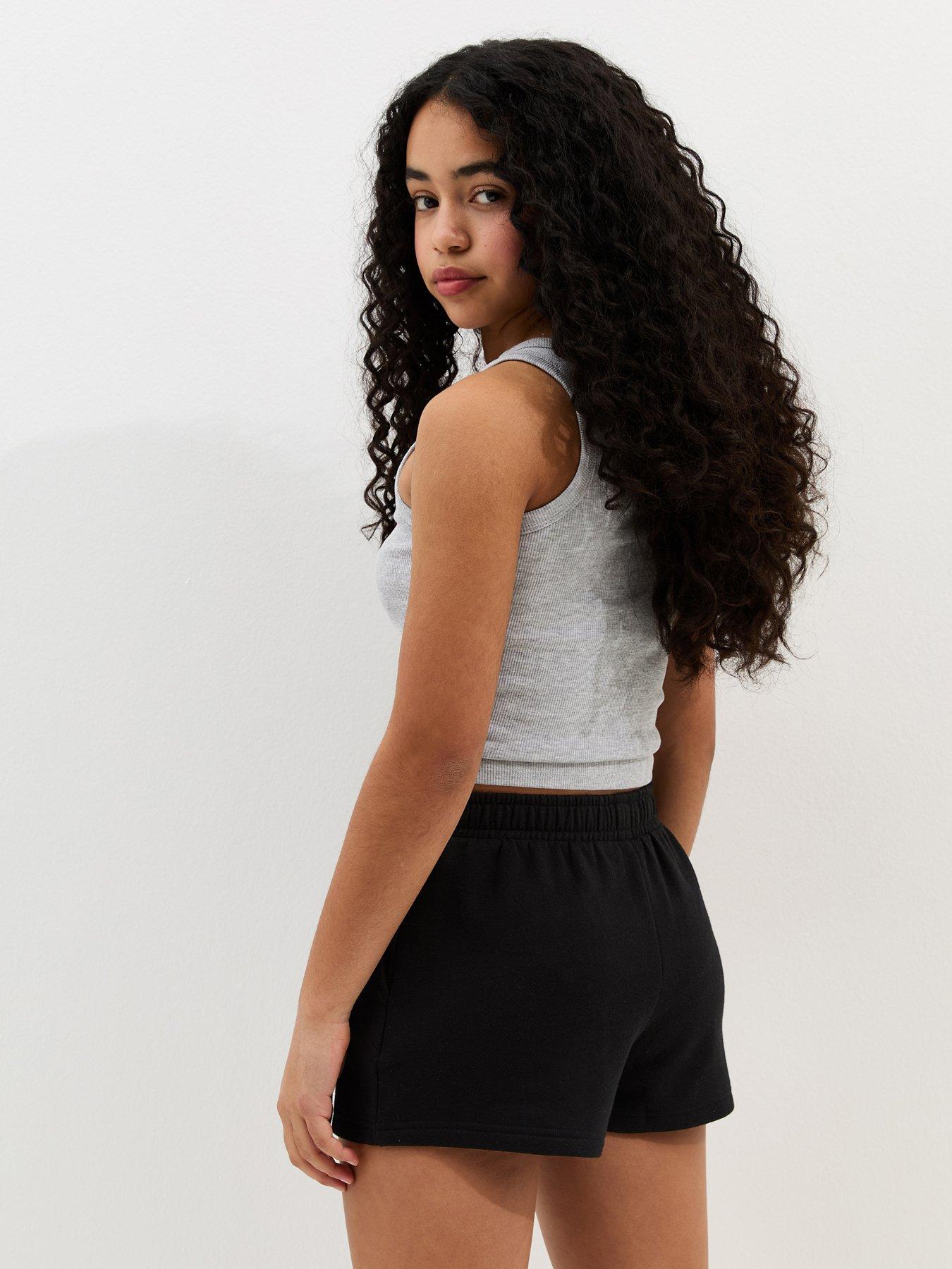 new-look-915-girls-drawstring-jogger-shorts-blackstillFront
