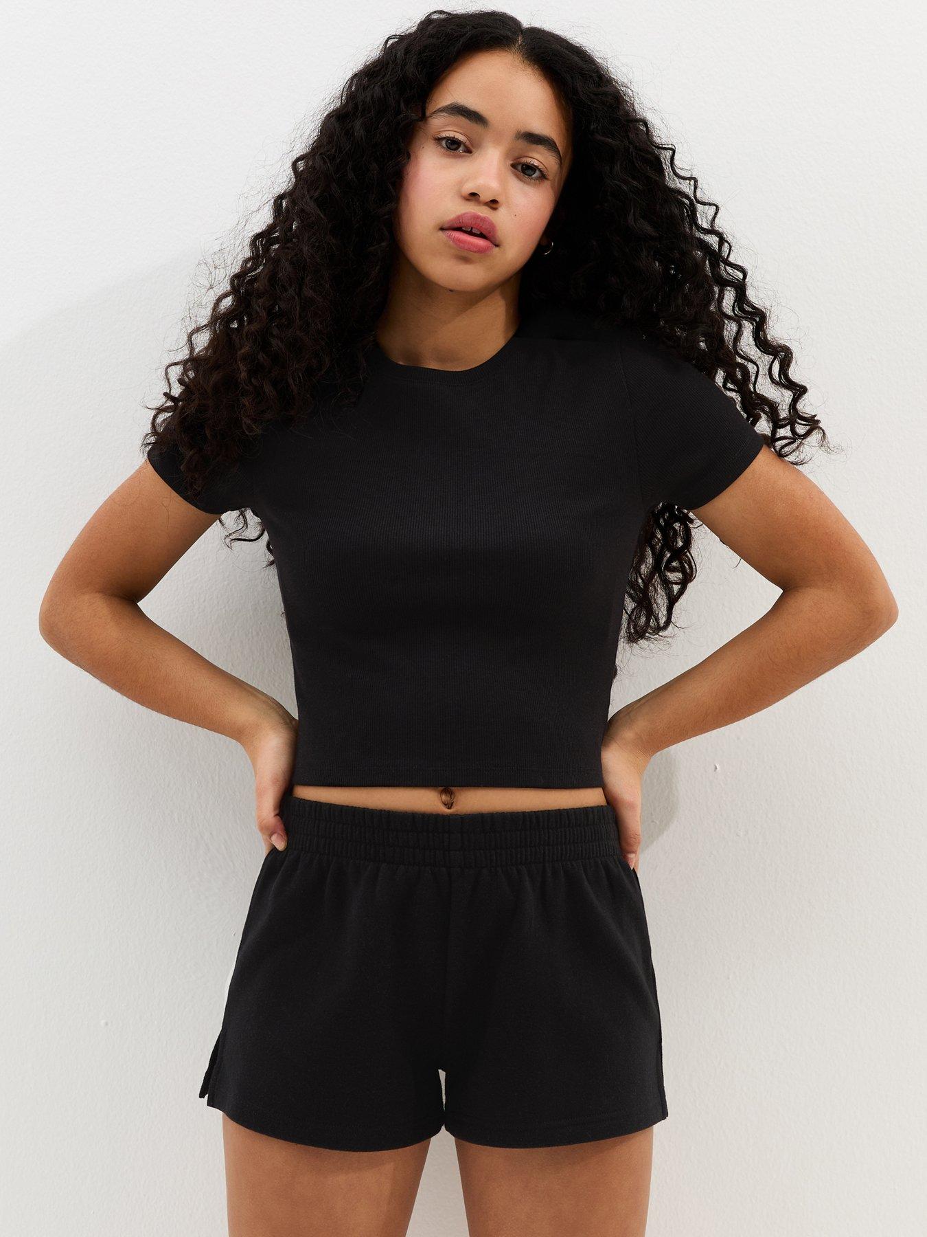 new-look-915-girls-side-split-running-shorts-nbsp--blackfront