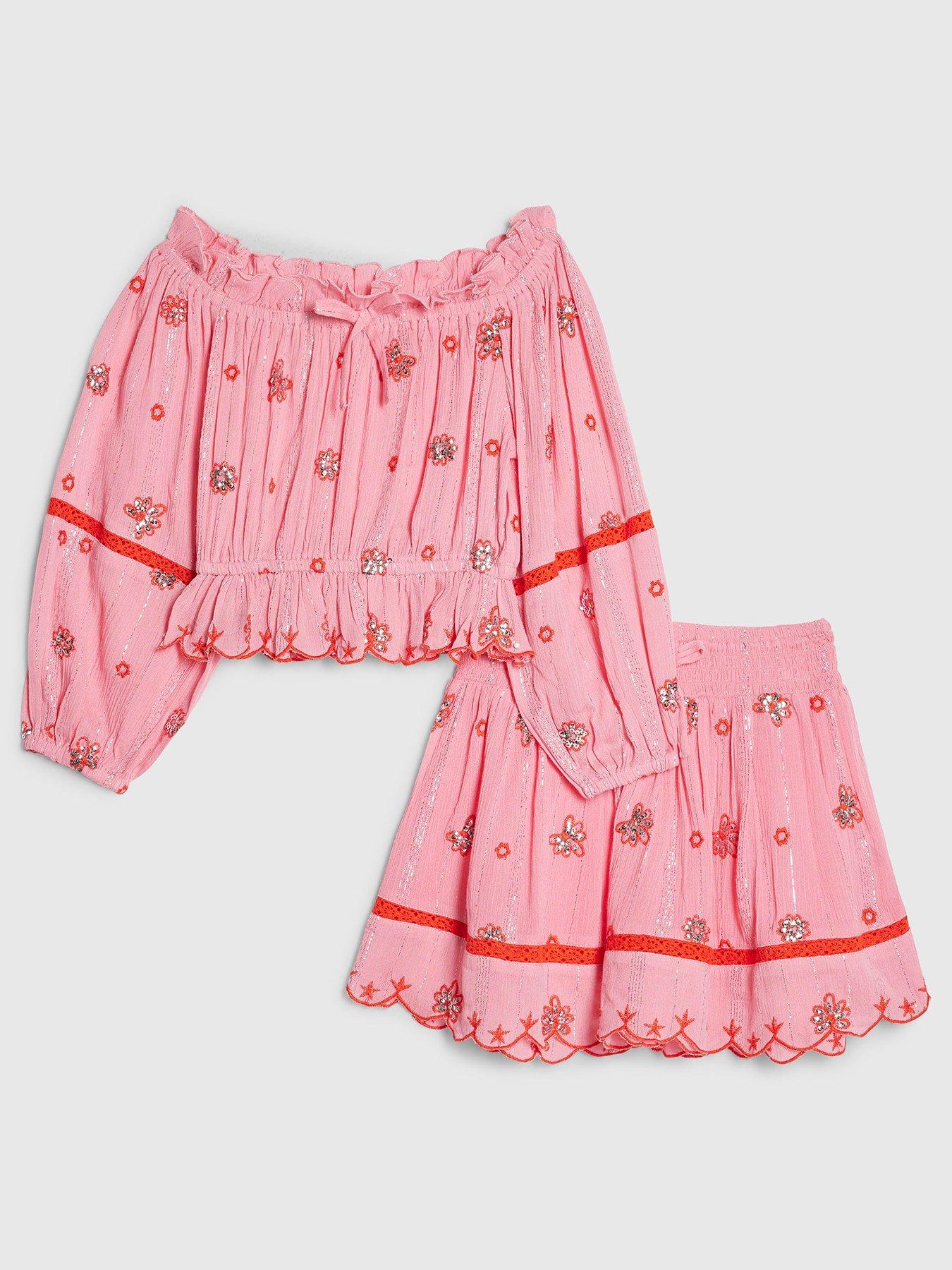 river-island-older-girls-embroidered-skirt-set-pink