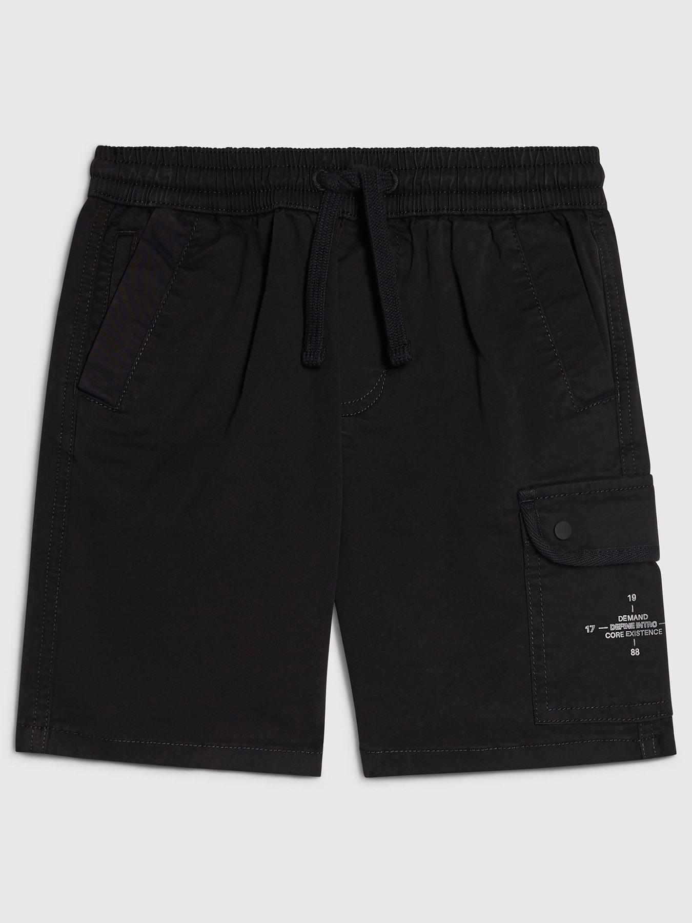 River Island Older Boys Twill Cargo Shorts - Black