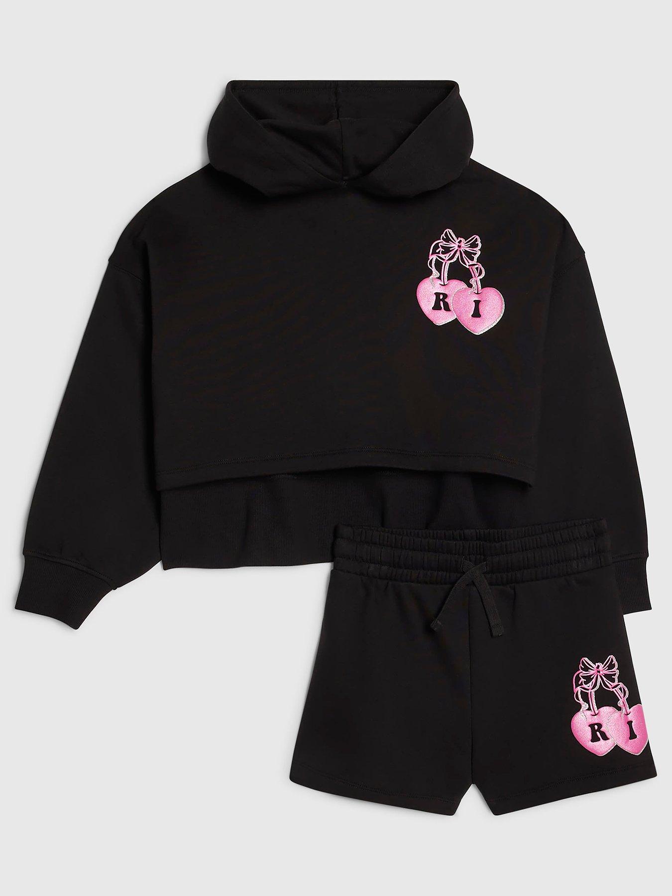 river-island-older-girls-cherry-back-print-hoodie-and-shorts-set-black