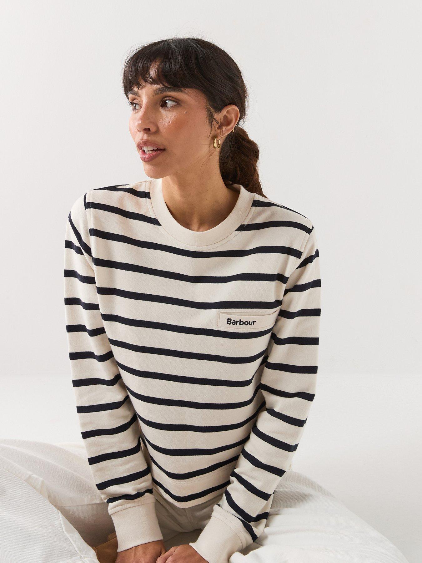 Image 1 of 6 of Barbour Aylesby Striped Sweatshirt - Navy