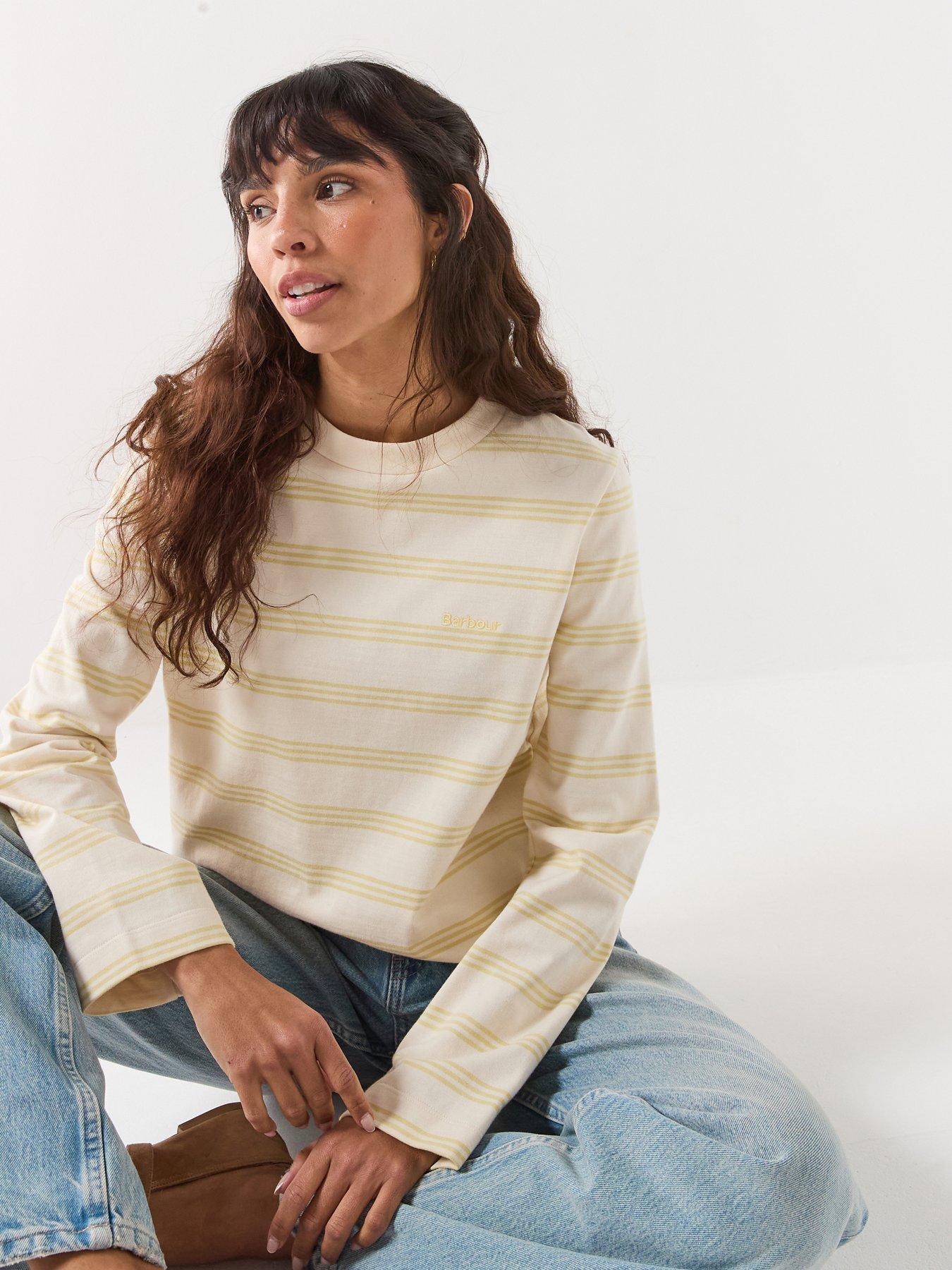 Image 1 of 6 of Barbour Dartmoor Striped Top - Ecru/Citrus