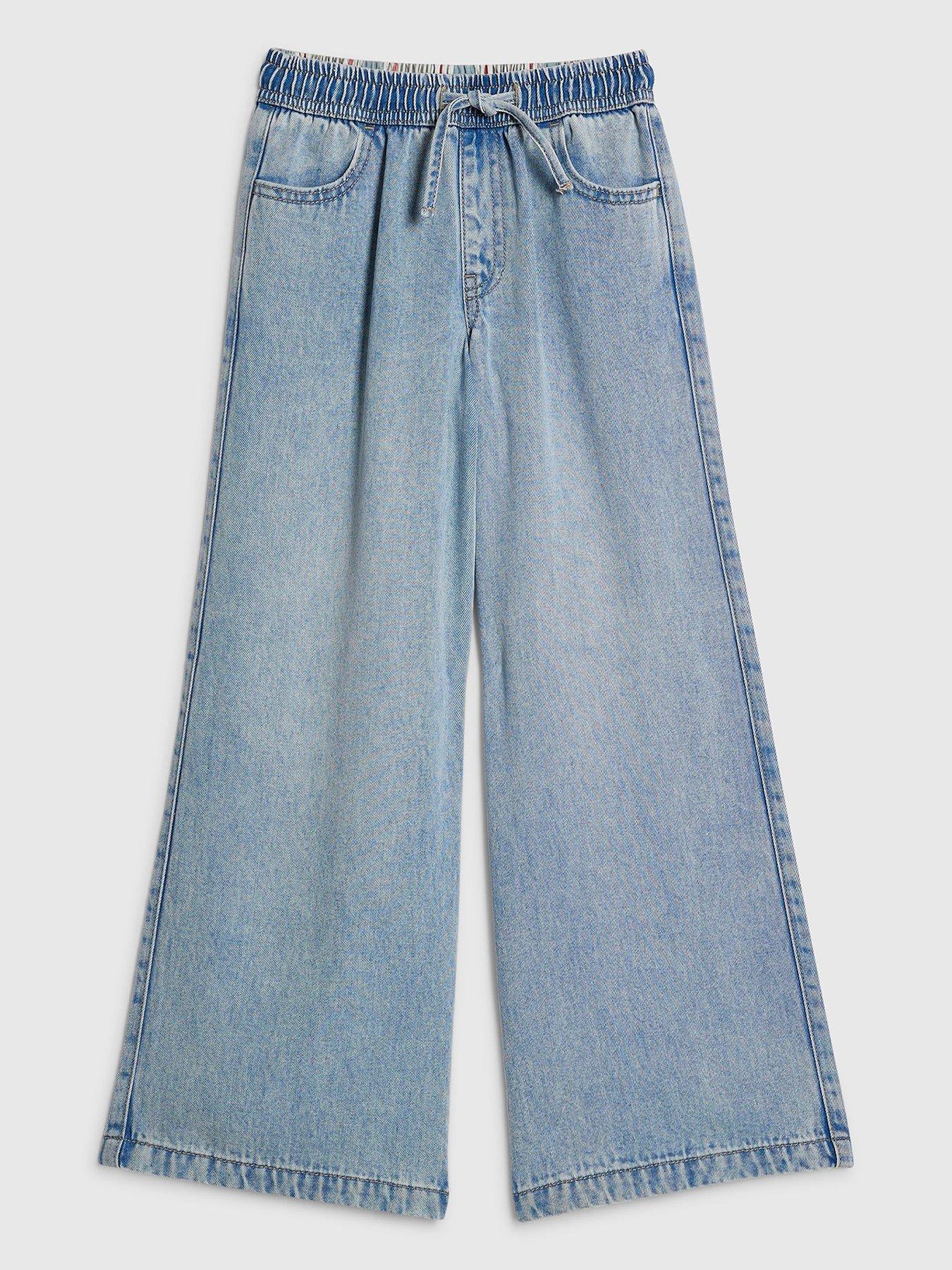 River Island Older Girls Loose Fit Drawstring Jeans - Blue