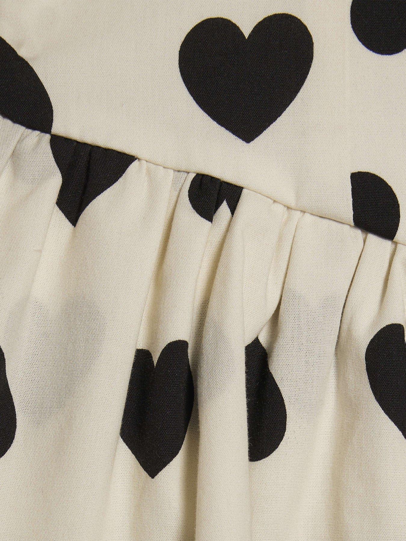 Image 5 of 6 of River Island Older Girls Heart Print Rara Dress - White