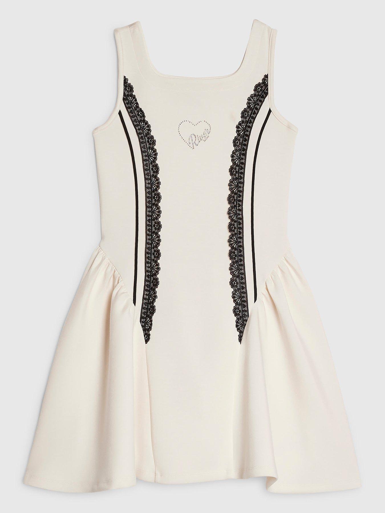 River Island Older Girls Premium Prom Lace Dress - Cream