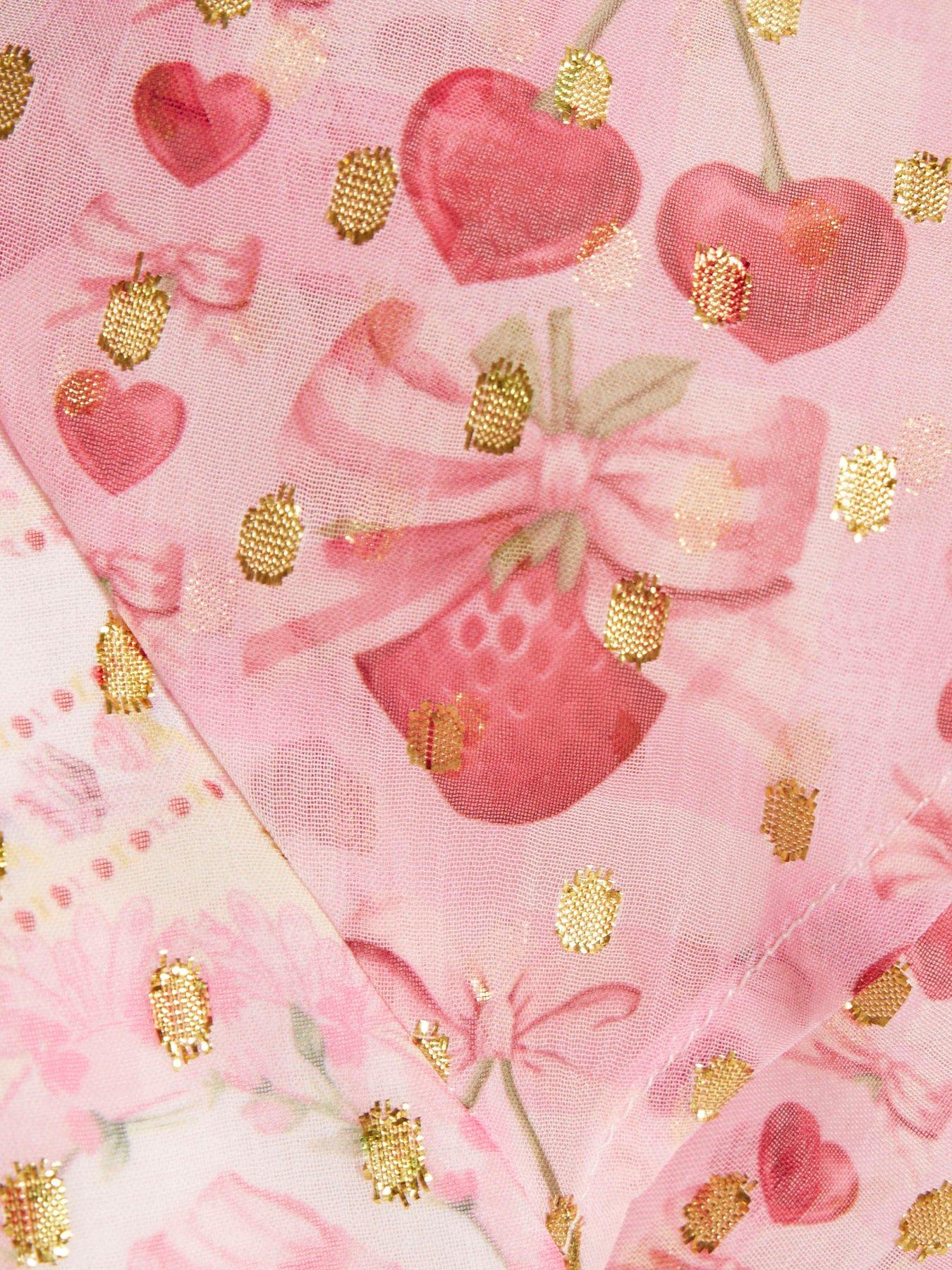 Image 3 of 4 of River Island Mini Girls Short Sleeve Printed Dress - Pink