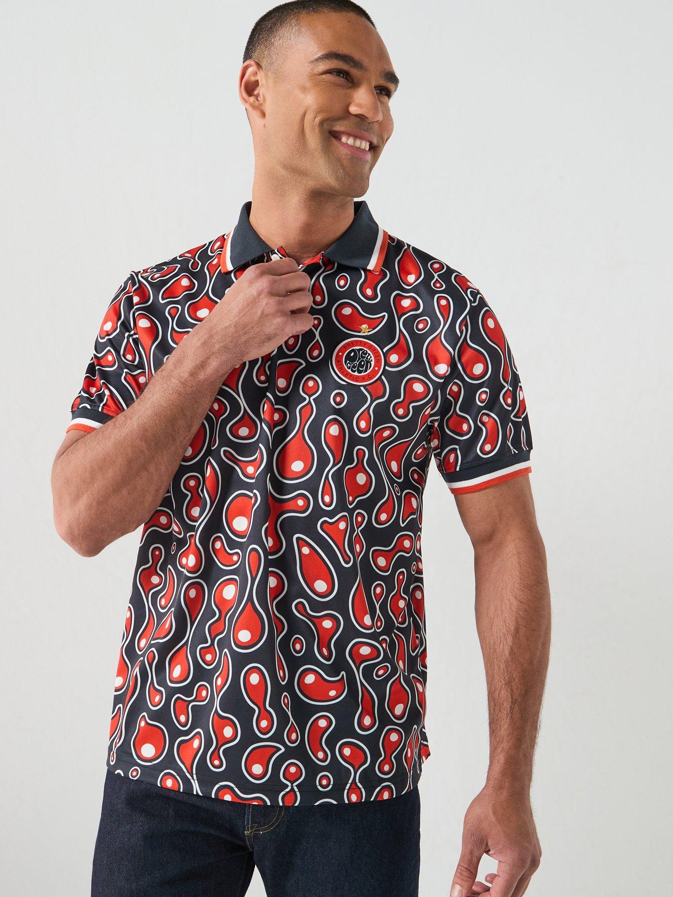 Pretty Green Astro Printed Short Sleeve Football Polo Shirt - Multi