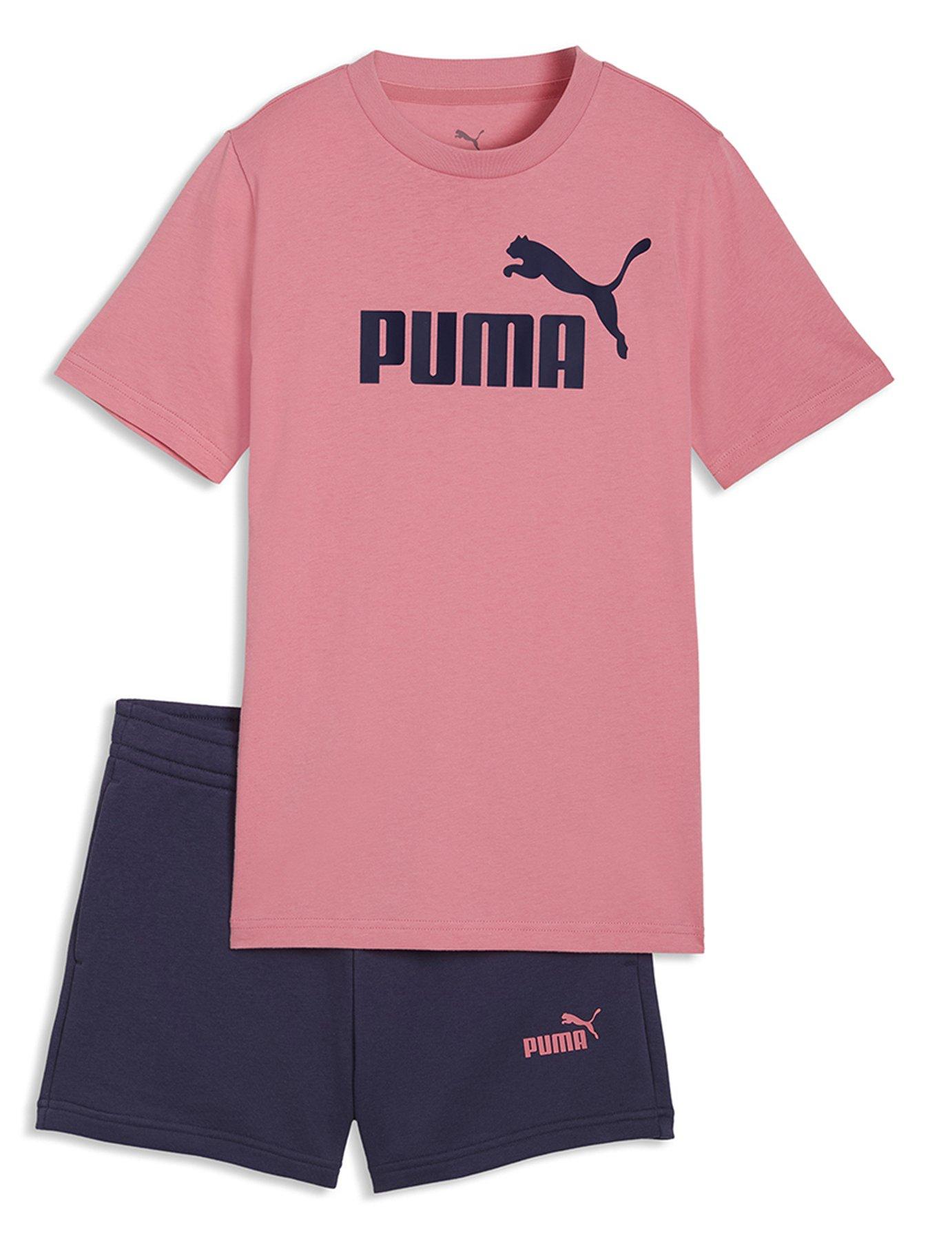 Image 1 of 2 of Puma Girls Logo T-Shirt and Shorts Set - Pink