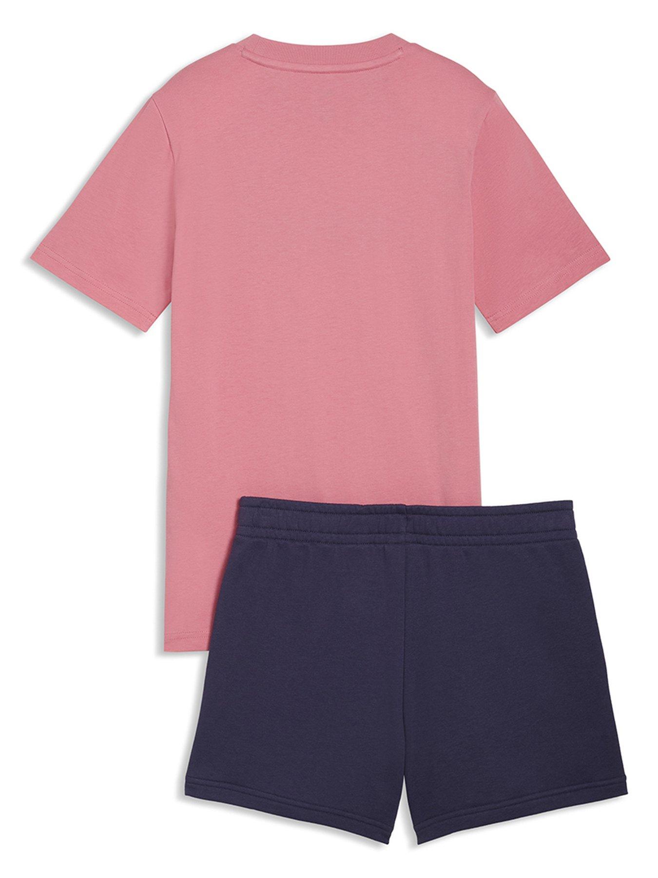 Image 2 of 2 of Puma Girls Logo T-Shirt and Shorts Set - Pink