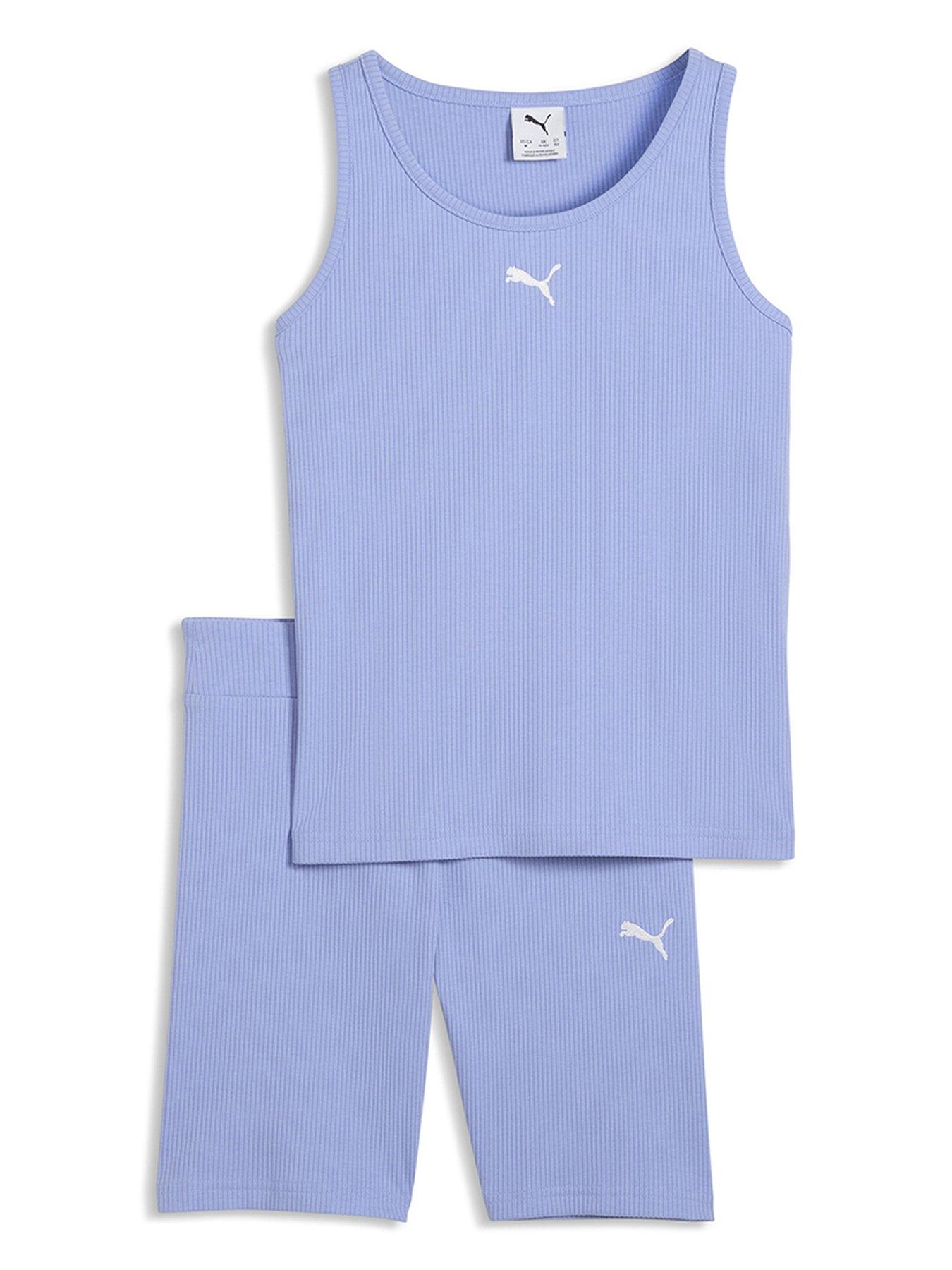 Puma Girls Logo Tee And Shorts Set -intense Lavender