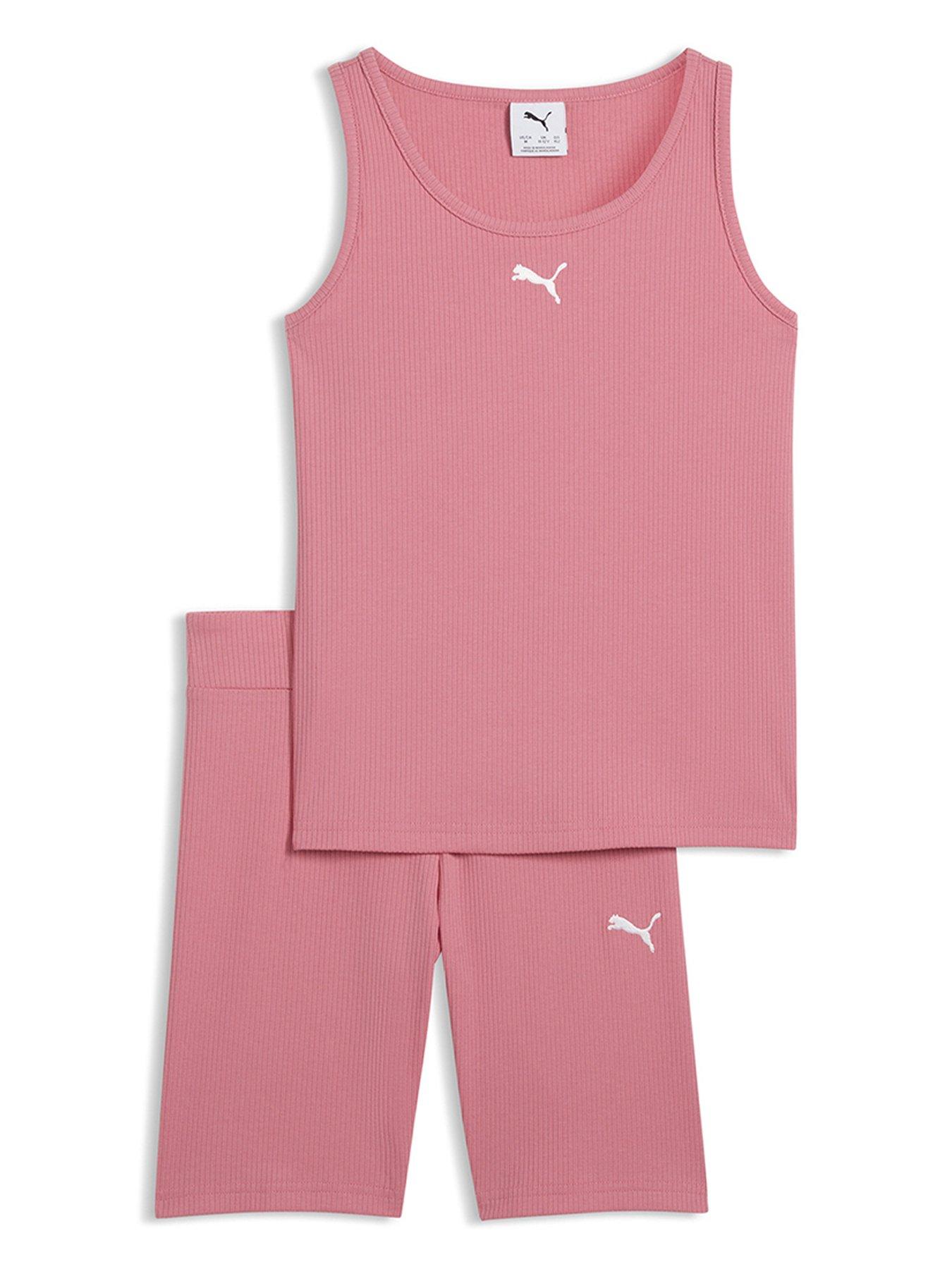 Puma Girls Elevated Rib Tank  &  Leggings Set - Wild Pink