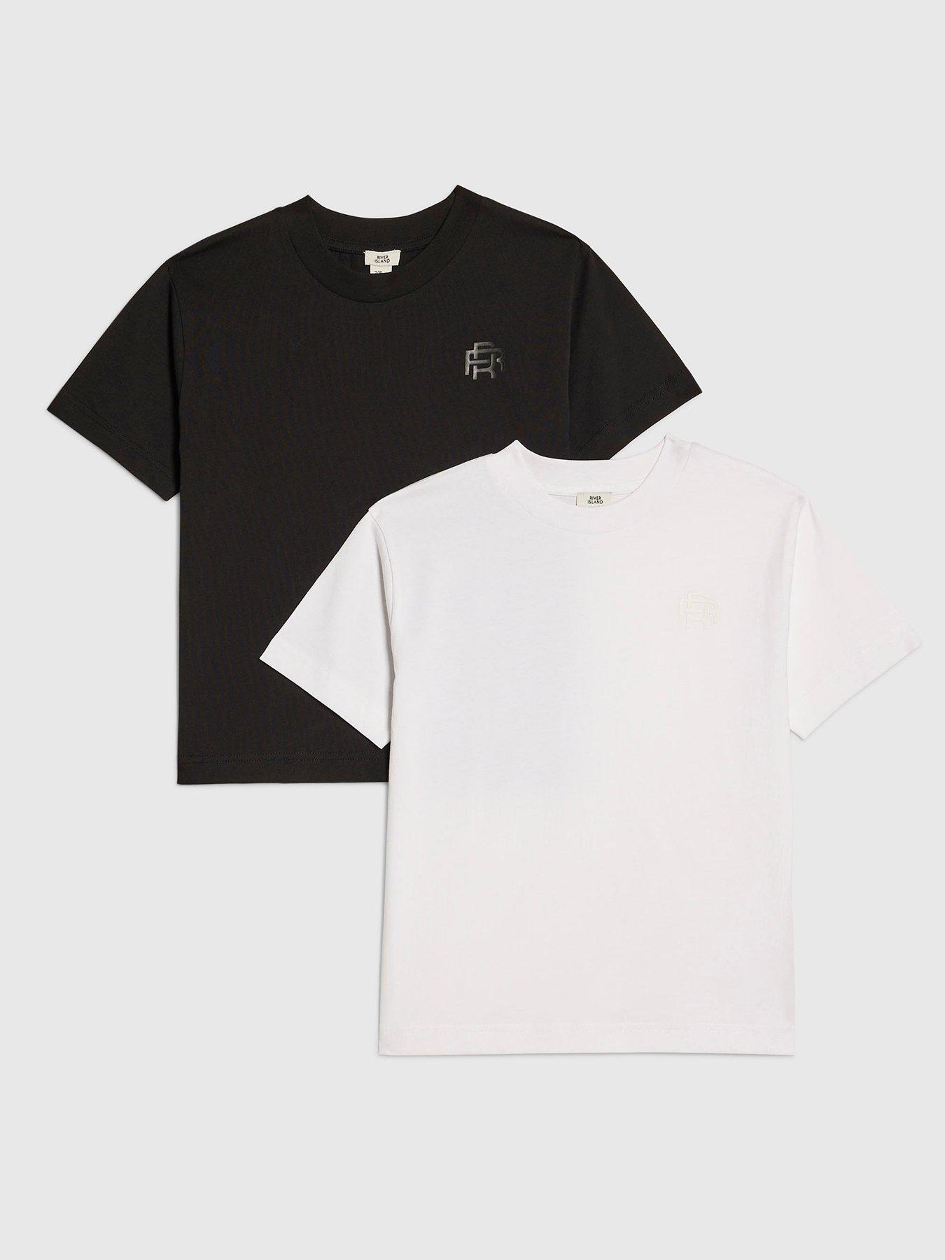 River Island Older Boys Pack Of 2 T-Shirts - Black/White