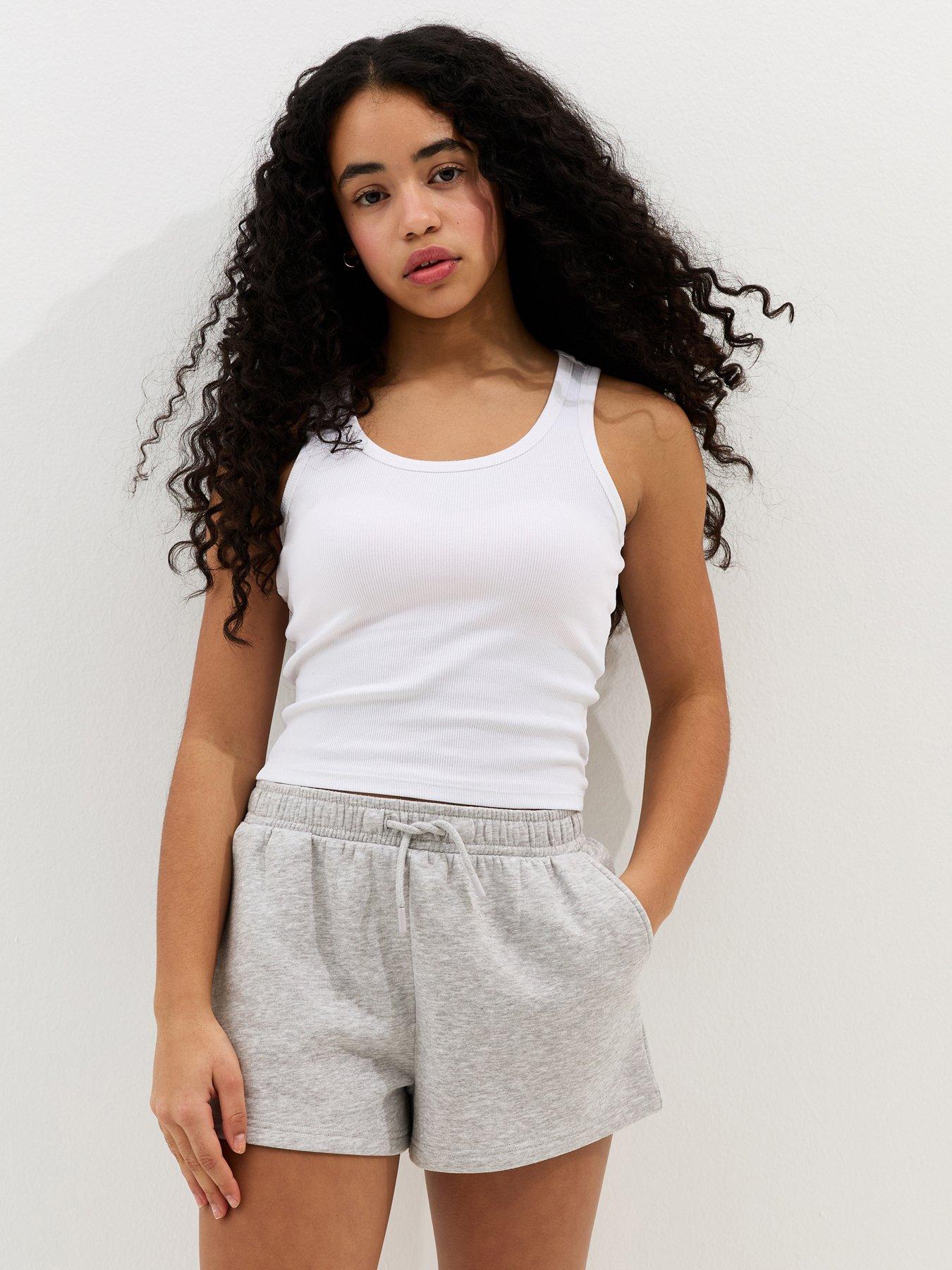 new-look-915-girls-drawstring-jogger-shorts-dark-greyfront