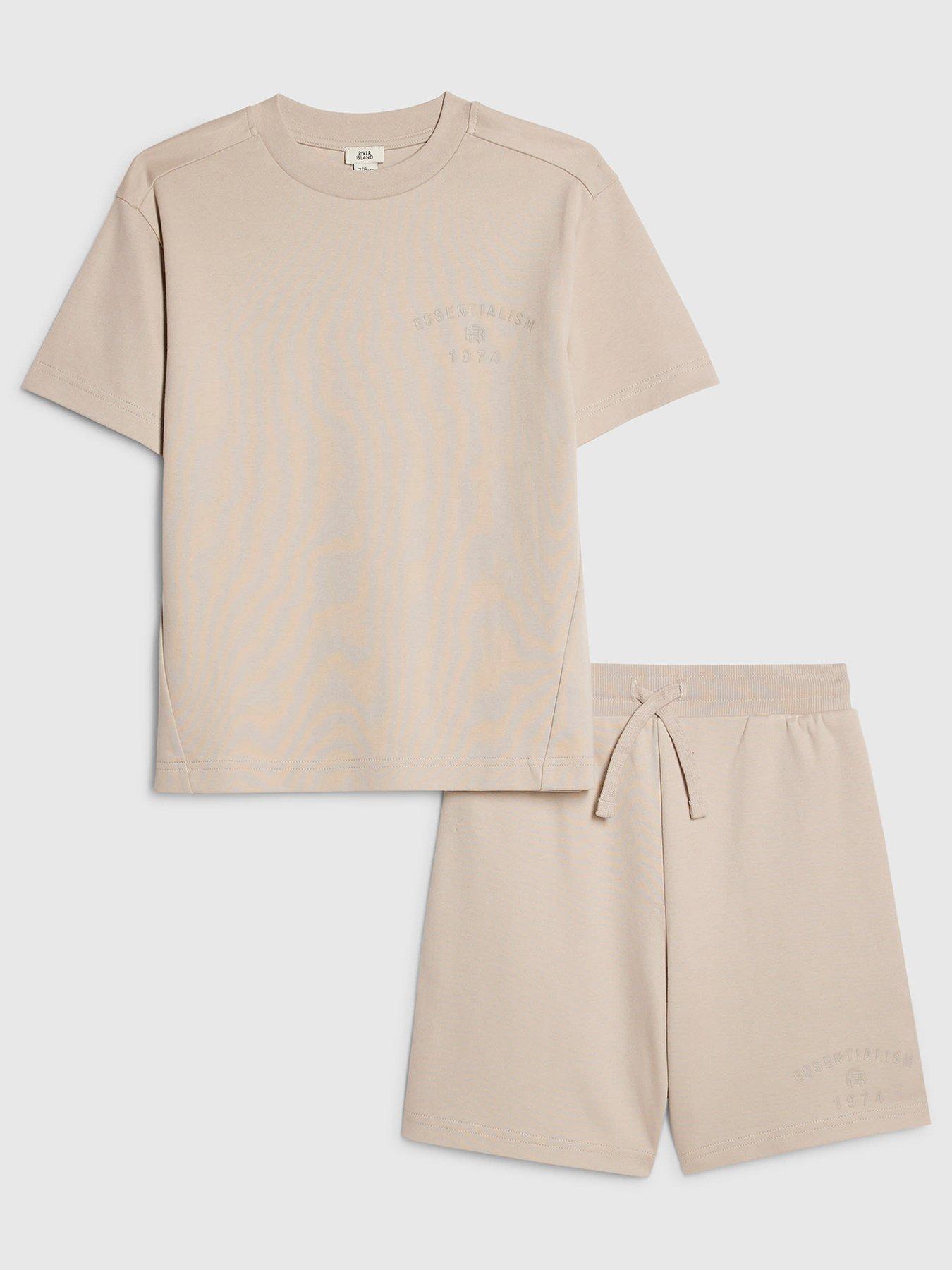 river-island-older-boys-essentialism-t-shirt-and-jogger-shorts-set-beige