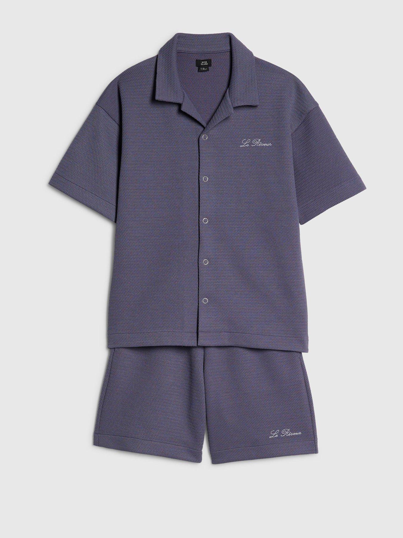 river-island-older-boys-embroidered-textured-shirt-set-dark-blueoutfit