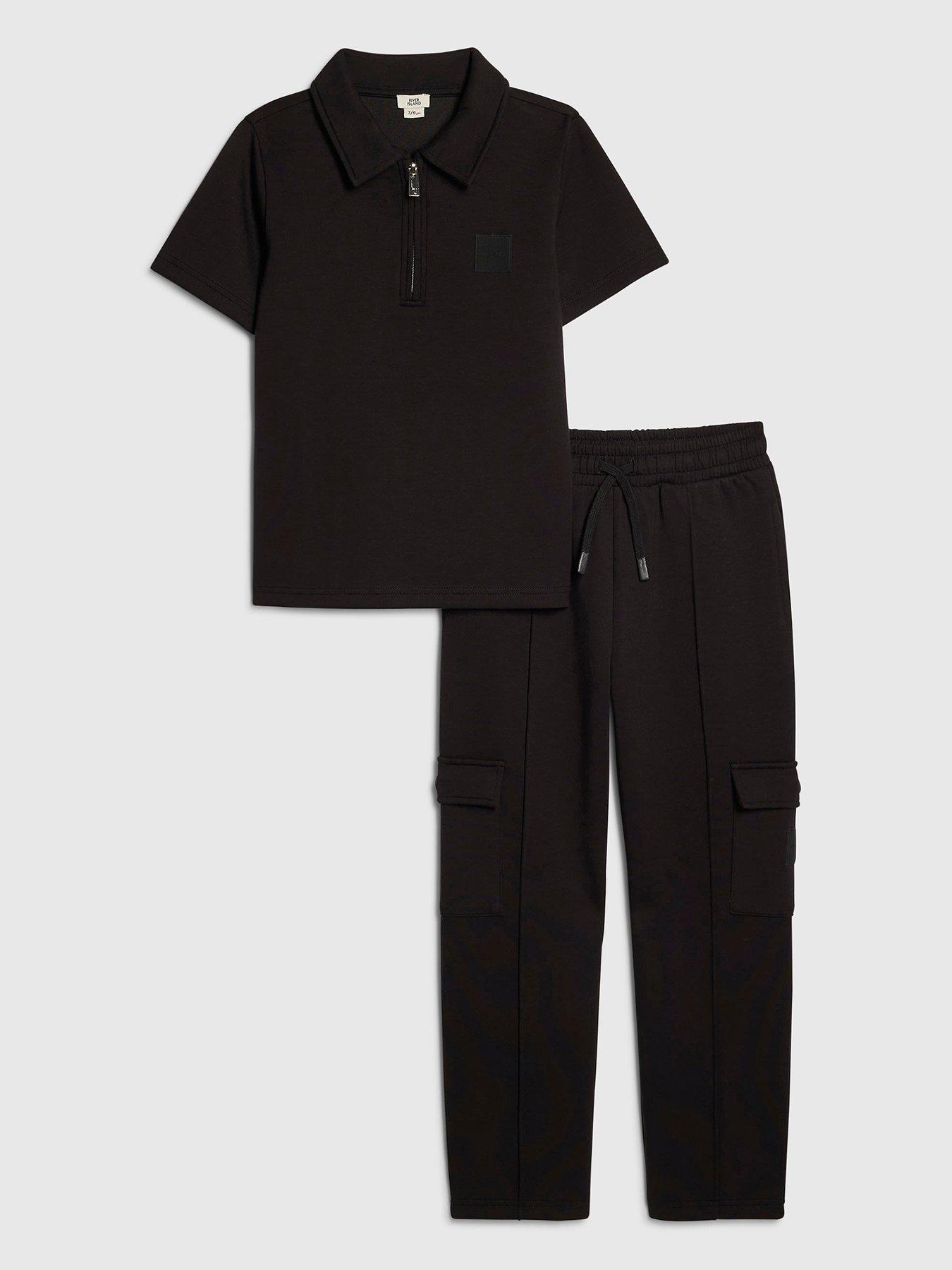 river-island-older-boys-slim-fit-polo-jogger-set-black