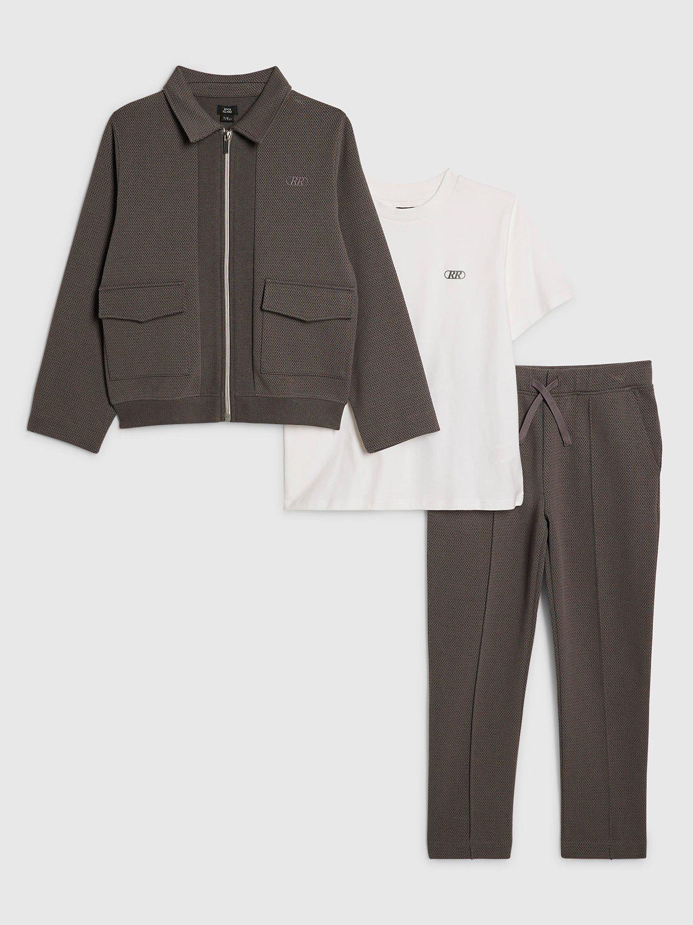 river-island-older-boys-textured-harrington-3-piece-set-grey