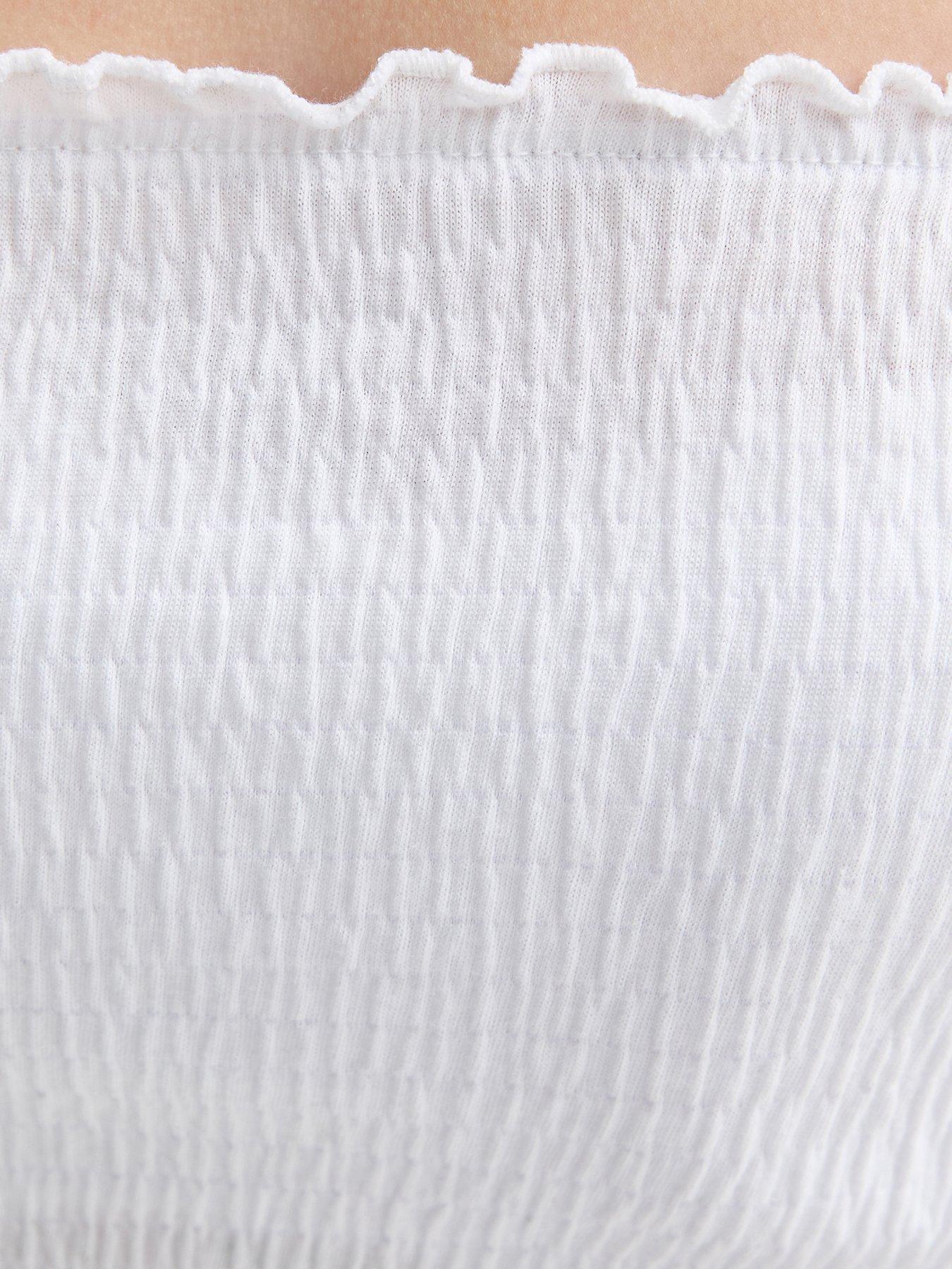 Image 5 of 5 of New Look 915 Girls Shirred Bandeau Crop Top - White