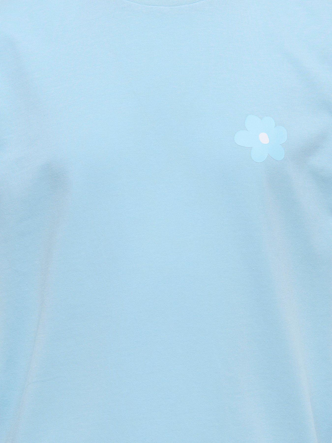 only-kids-girls-flower-stripe-shorty-pyjama-set-light-blueoutfit