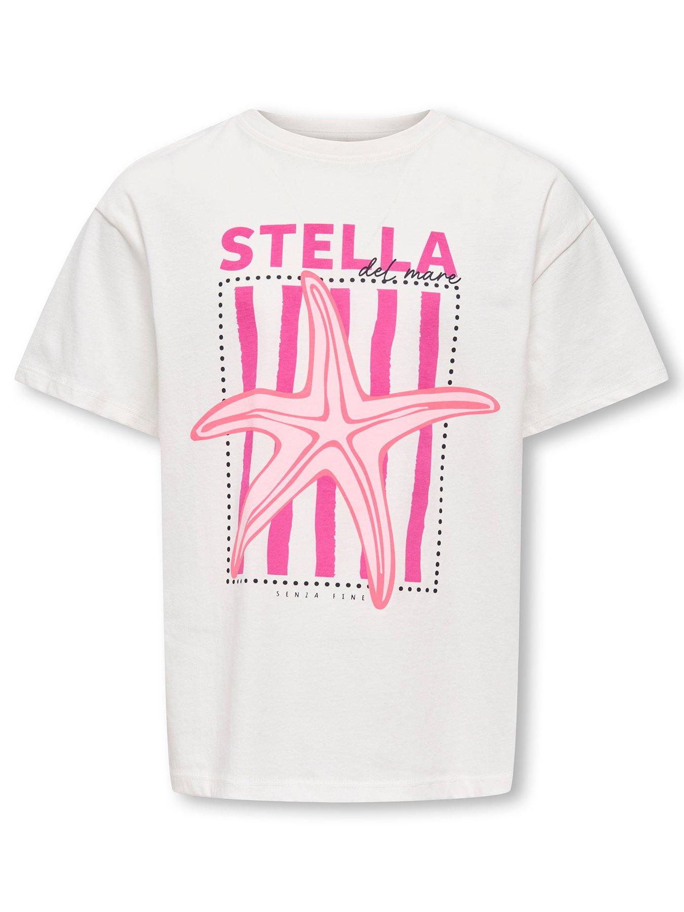 Only Kids Girls Oversized Lobster Short Sleeve T-Shirt - White