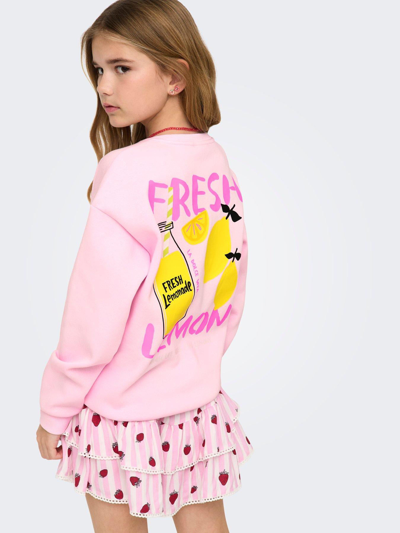 Only Kids Girls Lemon Back Print Sweatshirt - Light Pink