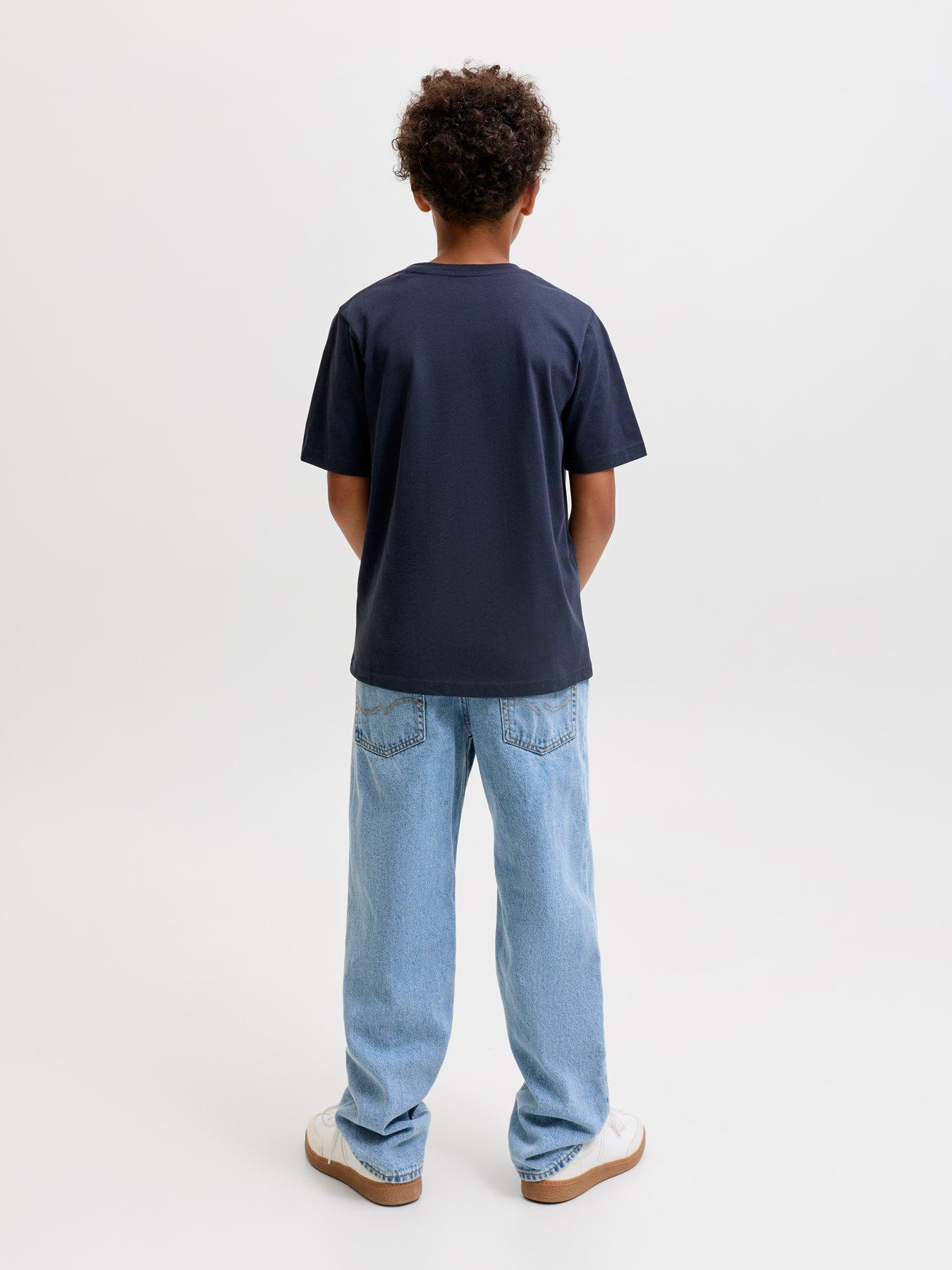 Image 2 of 6 of Jack & Jones Junior Boys Denver Logo Short Sleeve Tshirt - Navy