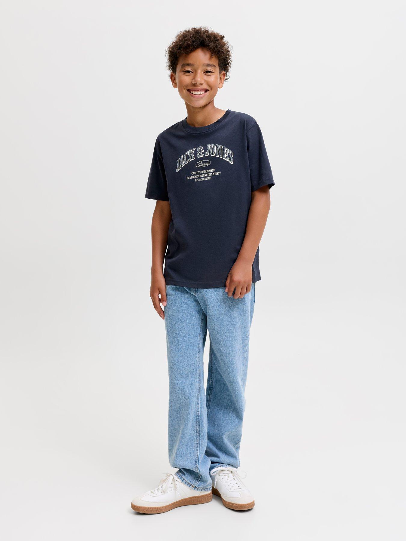 Image 3 of 6 of Jack & Jones Junior Boys Denver Logo Short Sleeve Tshirt - Navy