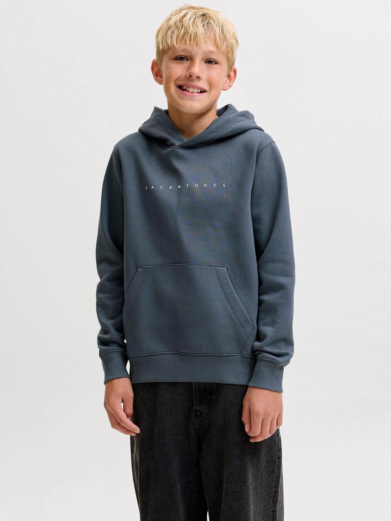 Jack & Jones Junior Boys Star Hoody - Grey in Turbulence