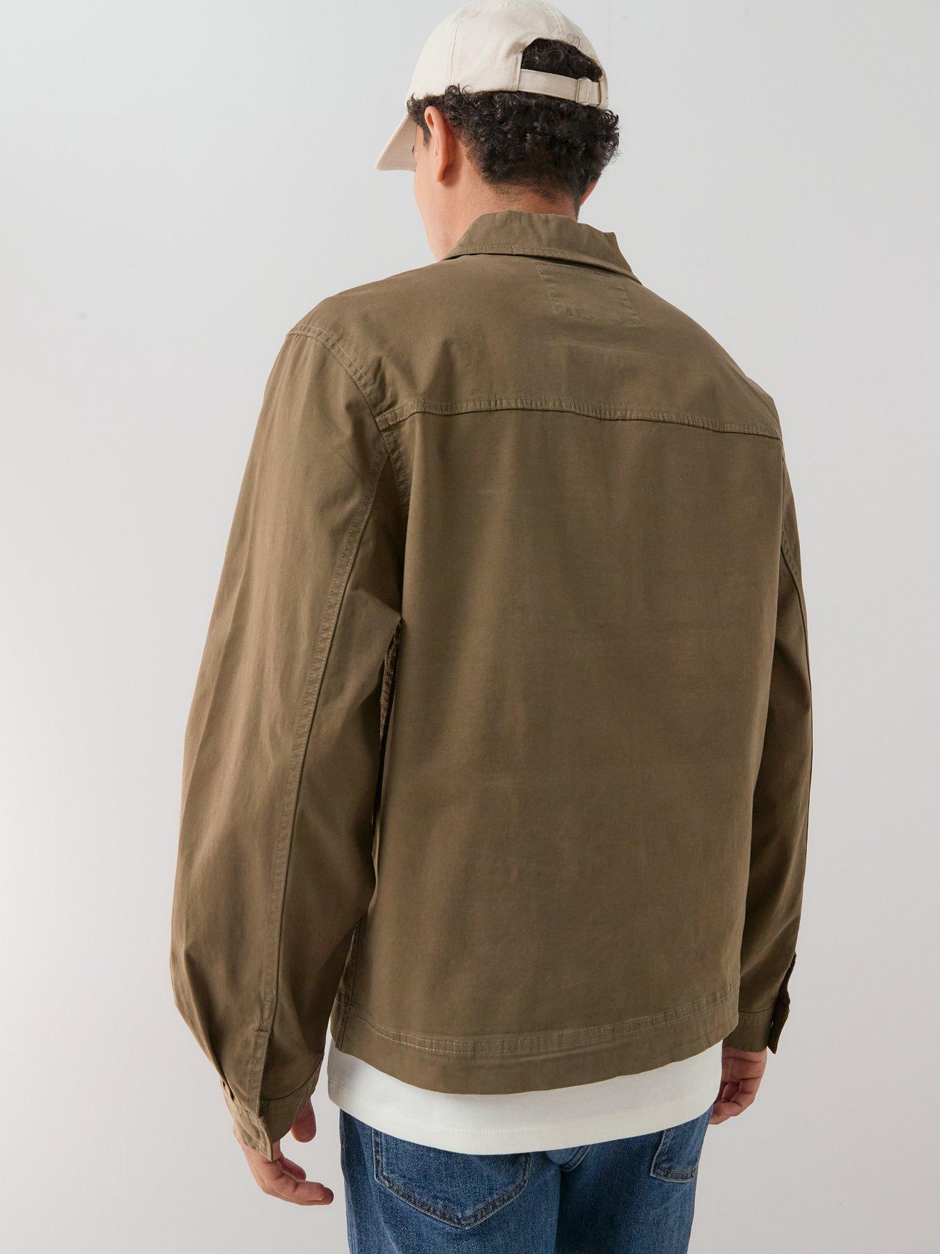 Image 2 of 6 of The Very Collection Cotton Rich Boxy Zip Through Overshirt - Khaki