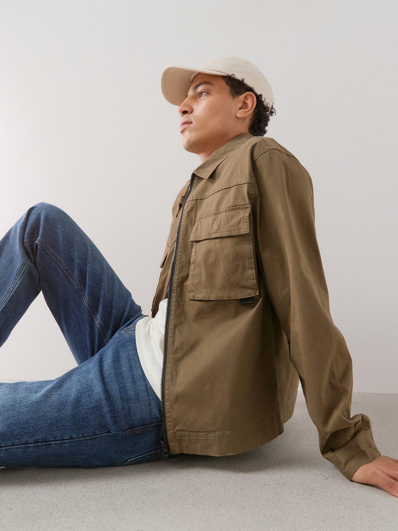 Image 4 of 6 of The Very Collection Cotton Rich Boxy Zip Through Overshirt - Khaki