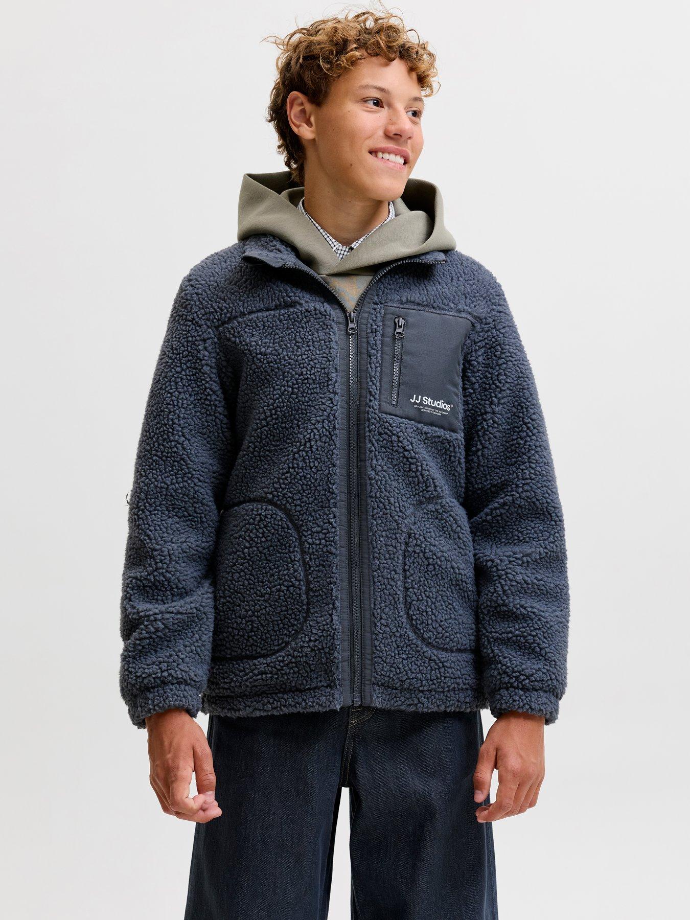 Jack & Jones Junior Boys Teddy Fleece Zip-Through Jacket - Turbulence