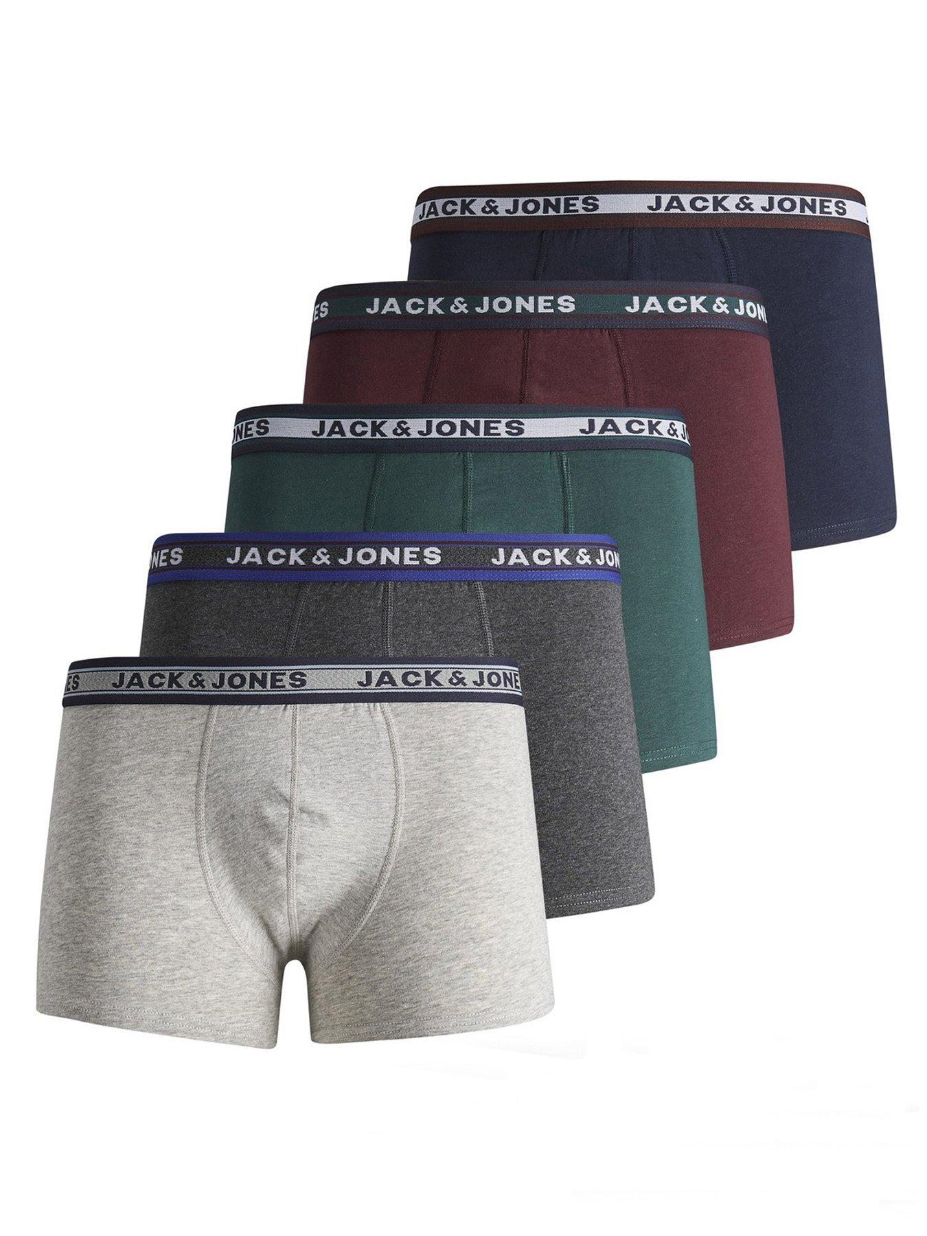 Jack & Jones Junior Boys Oliver 5 Pack Trunks - Multi in Dark Green Melange