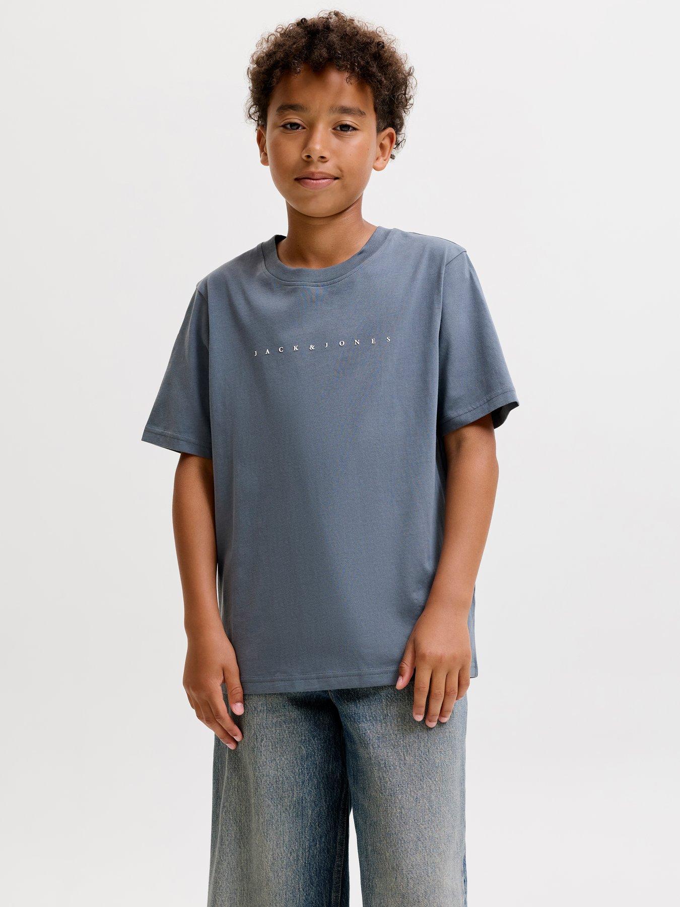 Jack & Jones Junior Boys Star Short Sleeve Tshirt - Grey in Turbulence