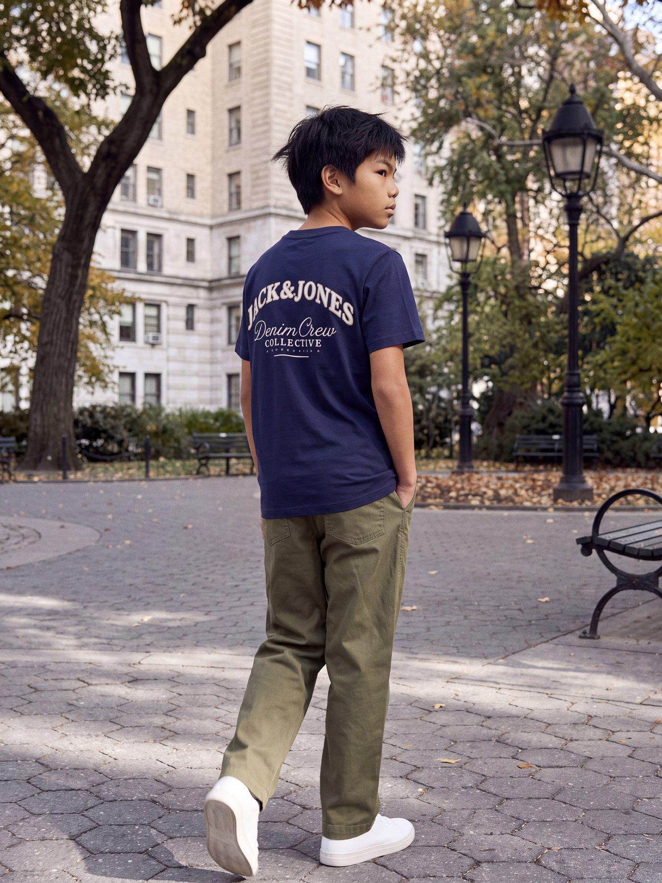 Jack & Jones Junior Boys Back Print Relaxed Short Sleeve Tshirt - Navy
