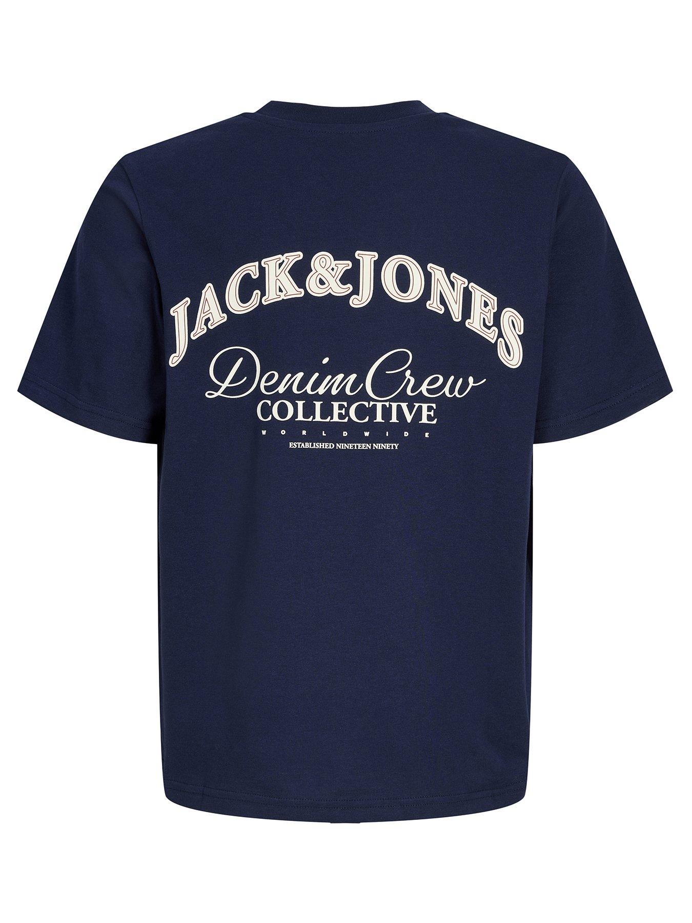 Image 3 of 5 of Jack & Jones Junior Boys Back Print Relaxed Short Sleeve Tshirt - Navy