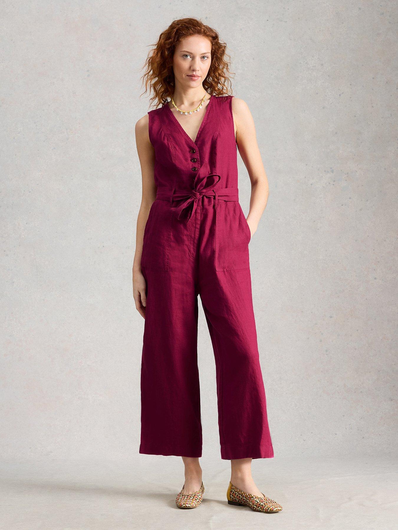 Image 1 of 6 of White Stuff Betty Linen Jumpsuit