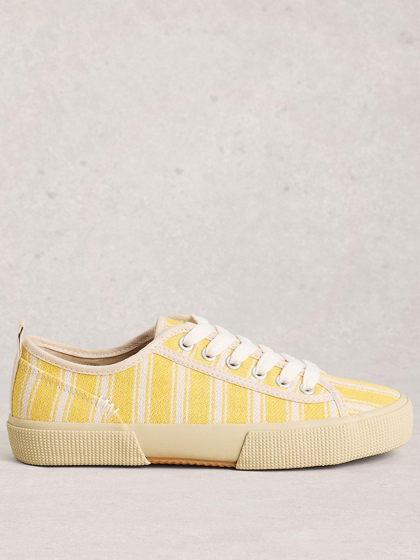 Image 1 of 4 of White Stuff Pippa Canvas Lace Up Trainer - Yellow