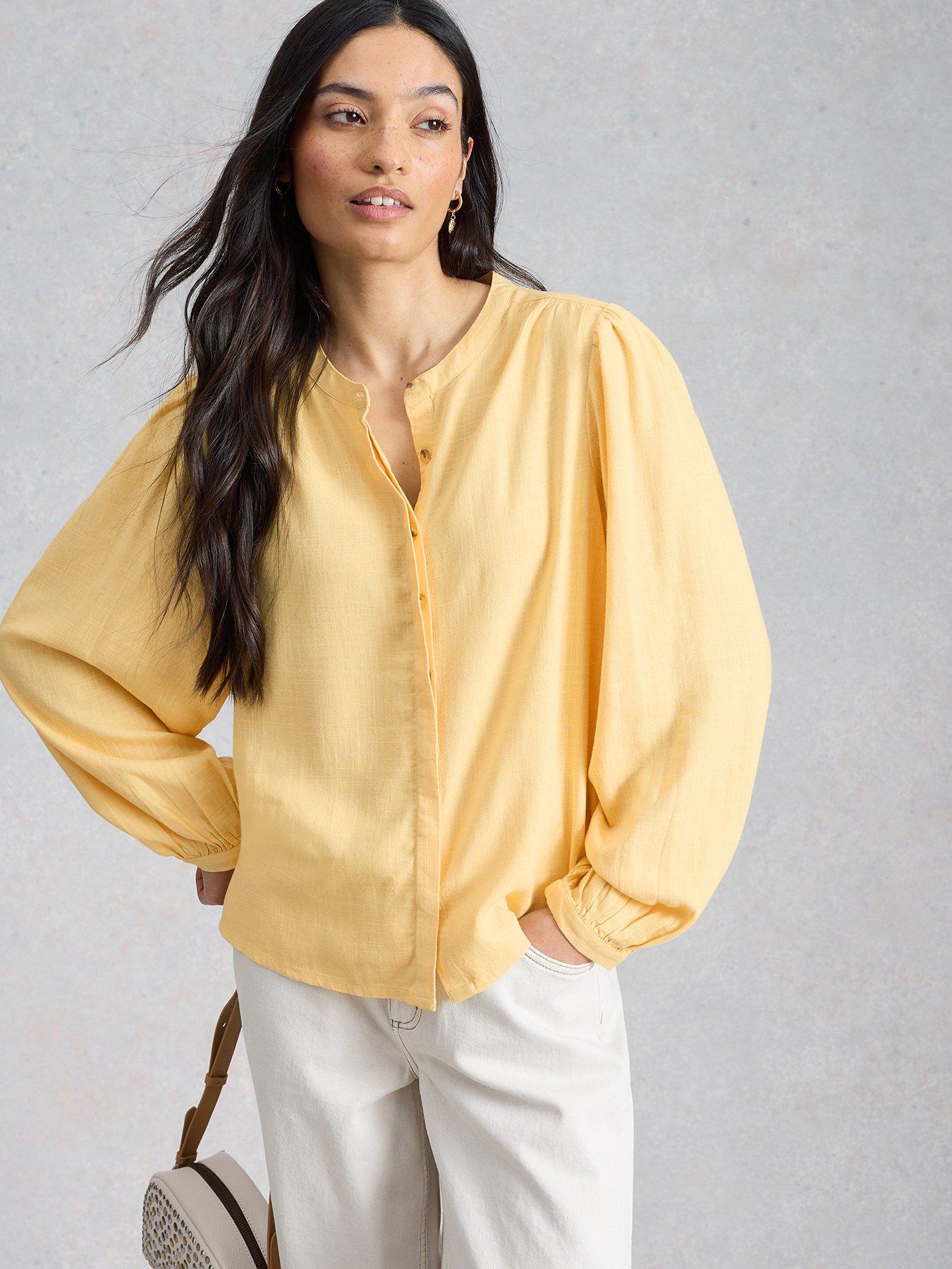 Image 1 of 6 of White Stuff Lana Linen Blend Top - Yellow