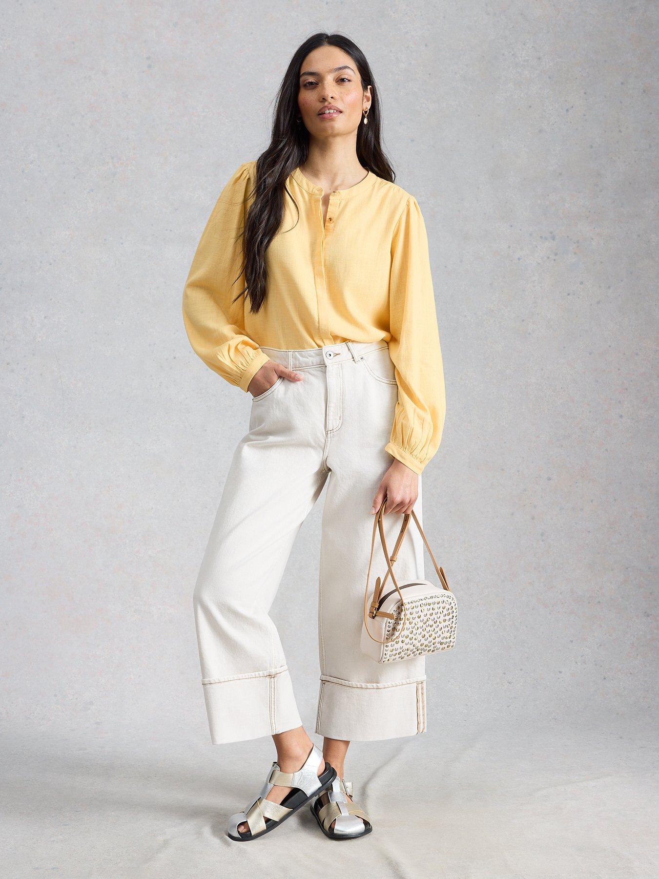 Image 3 of 6 of White Stuff Lana Linen Blend Top - Yellow