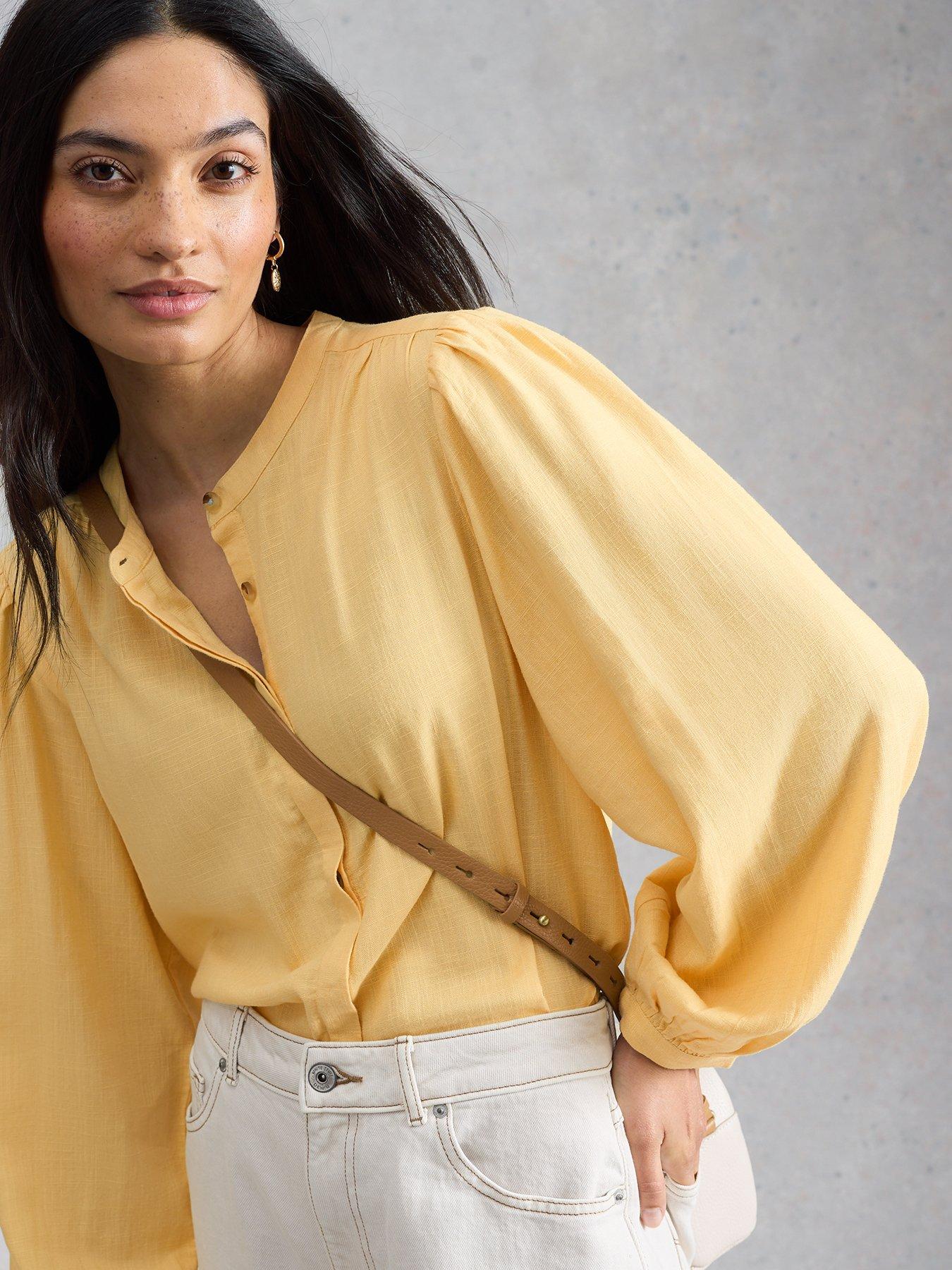 Image 4 of 6 of White Stuff Lana Linen Blend Top - Yellow