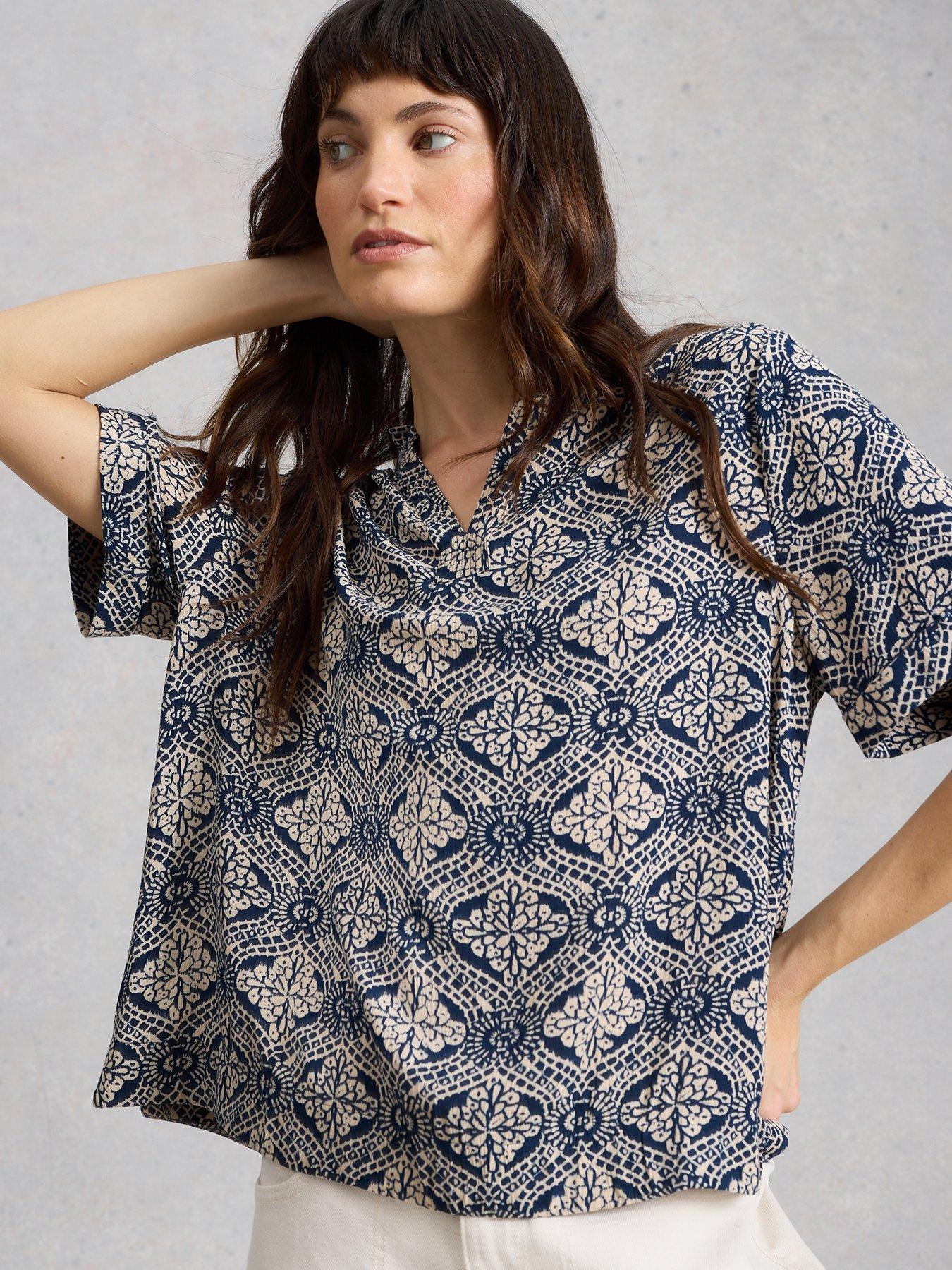 Image 1 of 6 of White Stuff Teakie Crinkle Top - Blue