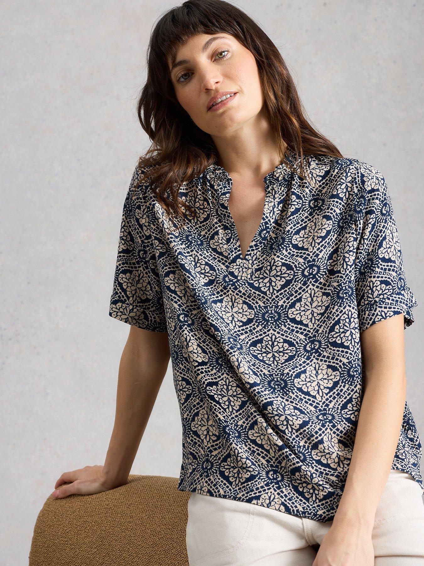 Image 4 of 6 of White Stuff Teakie Crinkle Top - Blue
