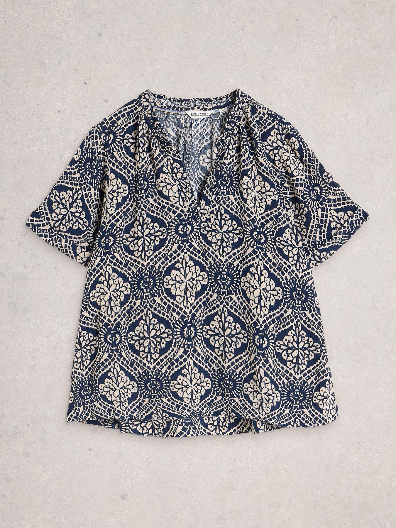 Image 5 of 6 of White Stuff Teakie Crinkle Top - Blue