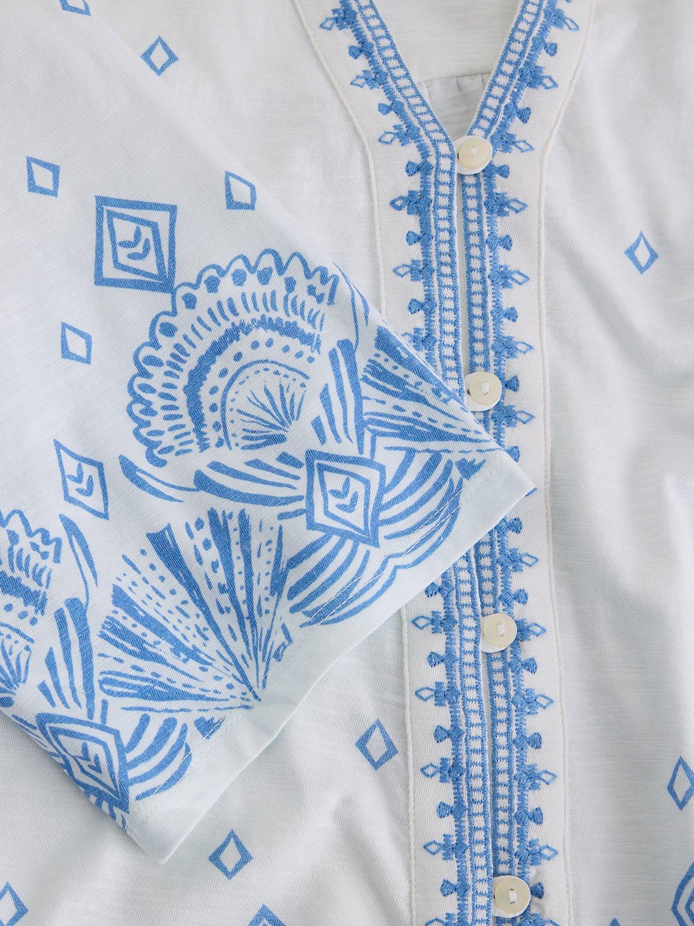Image 6 of 6 of White Stuff Lizzie Border Embroidered Top - White