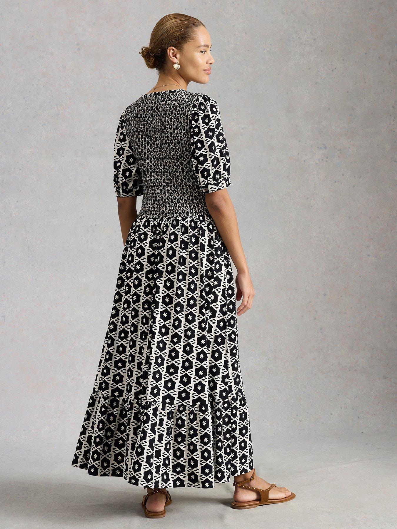 Image 2 of 6 of White Stuff Nola Shirred Jersey Dress - Black