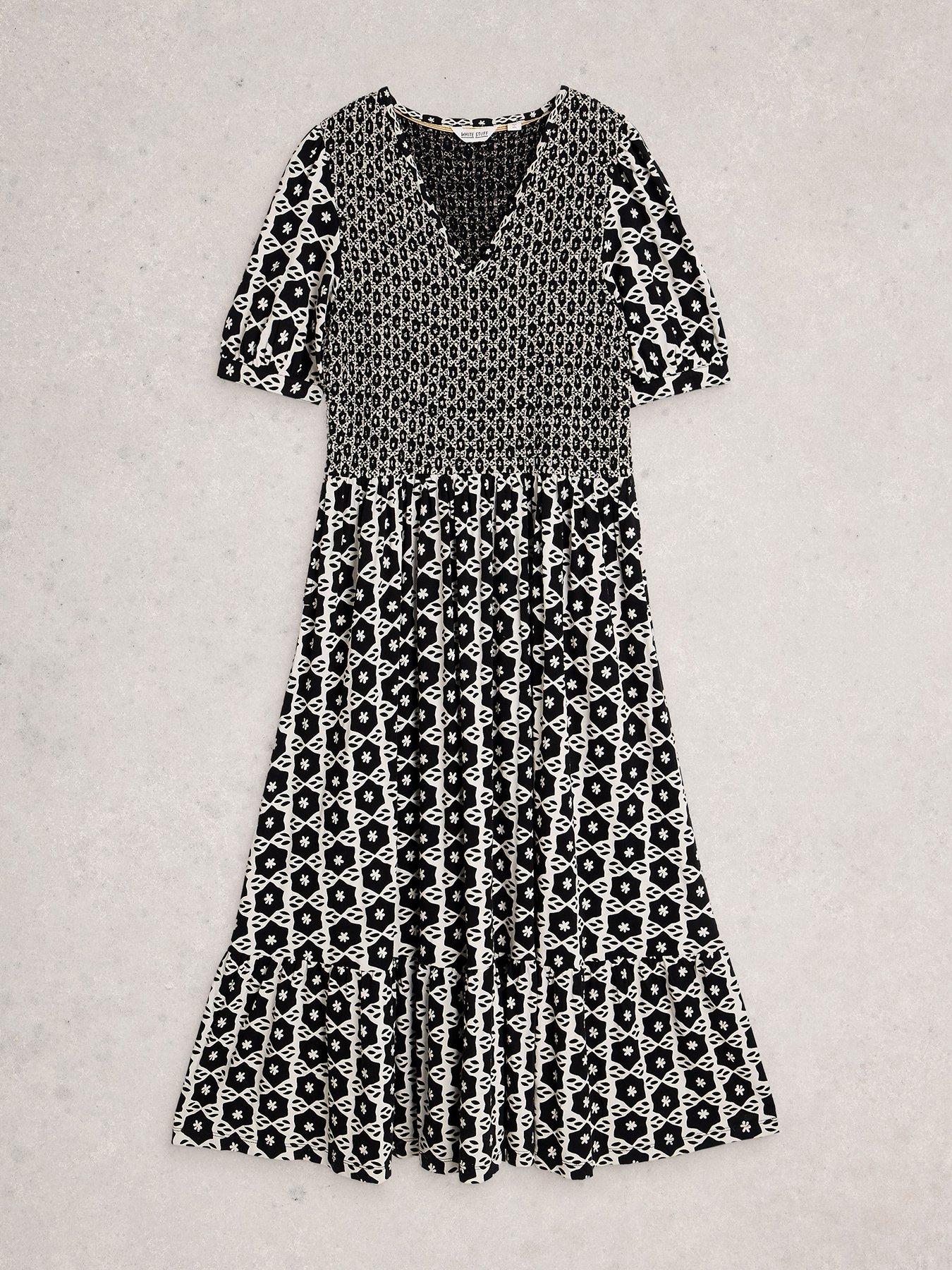 Image 5 of 6 of White Stuff Nola Shirred Jersey Dress - Black